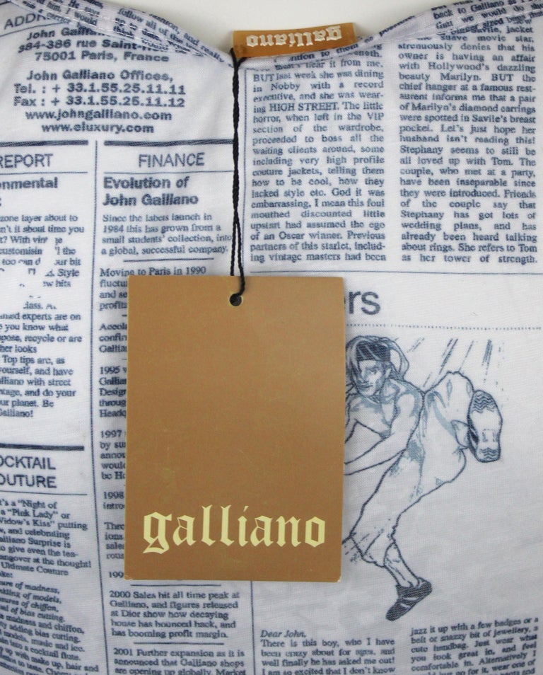 John Galliano Gazette Print Long Sleeve Shirt, c. 2011, Size M For Sale 1