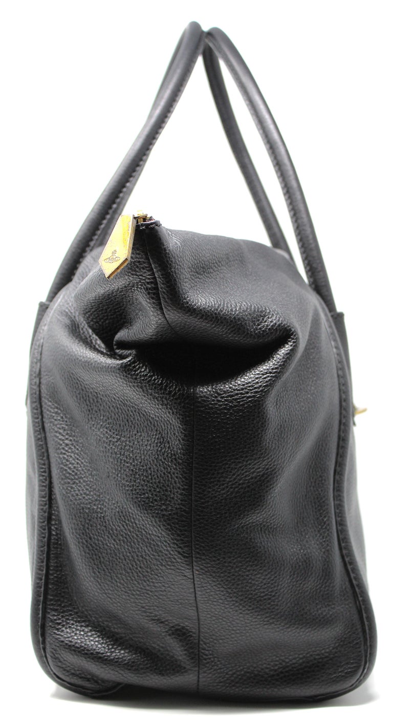 Vivienne Westwood Genuine Leather Extra Large Bowler Bag With Brass Orb