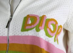 Christian Dior Cream Zip-Up Cardigan with Logo,  S / S 2003, Size US 4