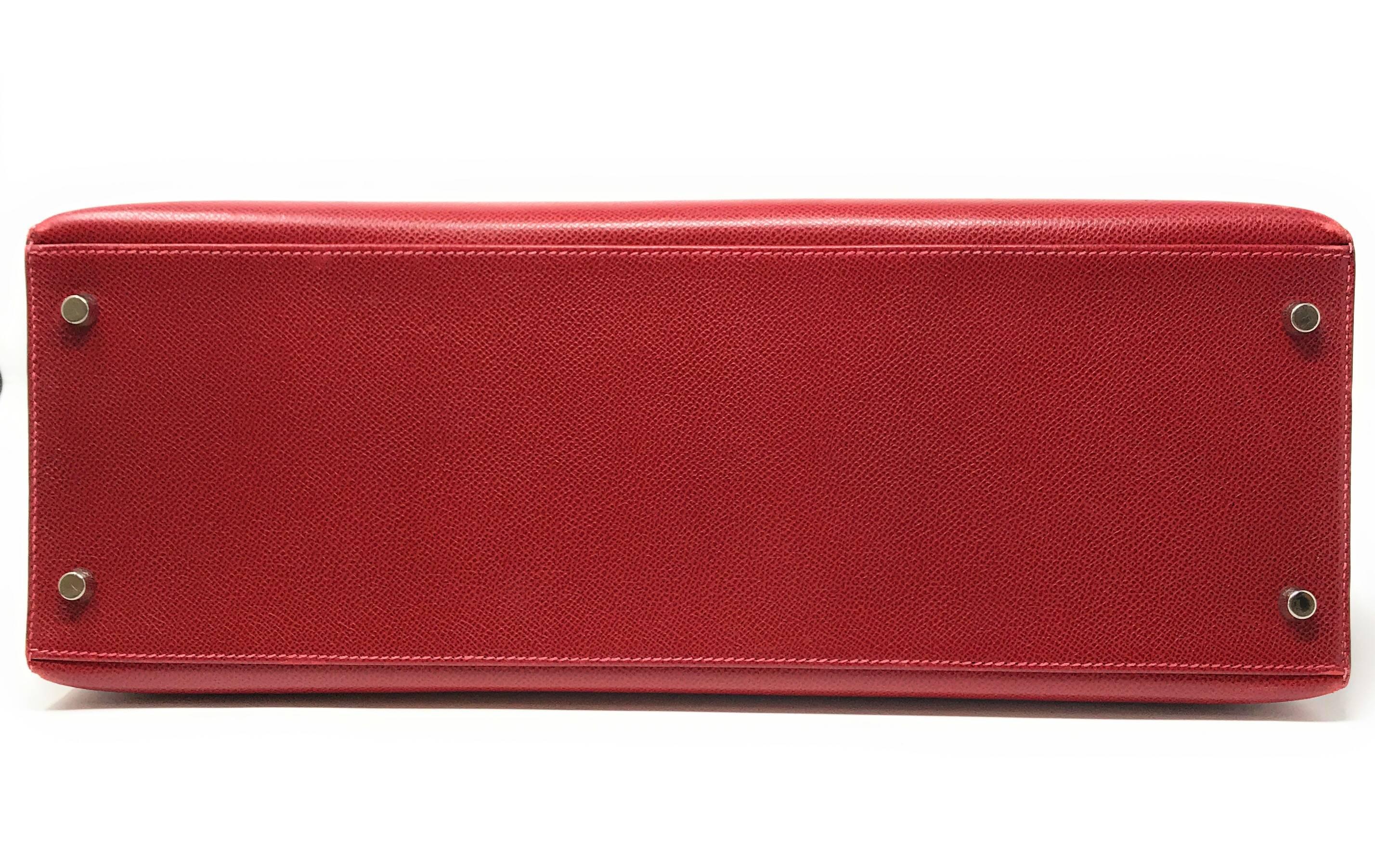 Hermes Kelly 40cm Red Bufflao Leather Bag For Sale 2