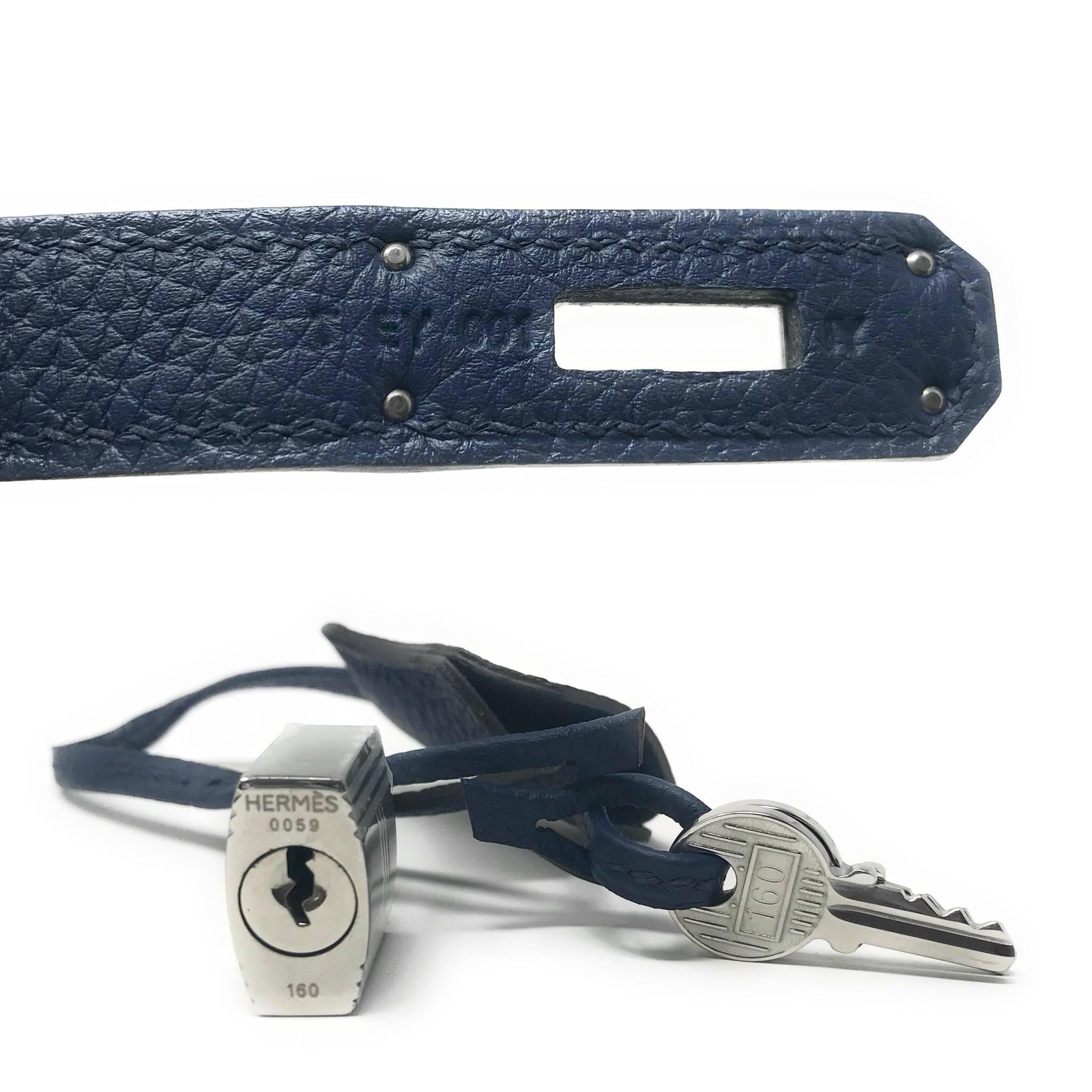 Women's or Men's Hermes Birkin 30cm in Navy Blue with Palladium Hardware
