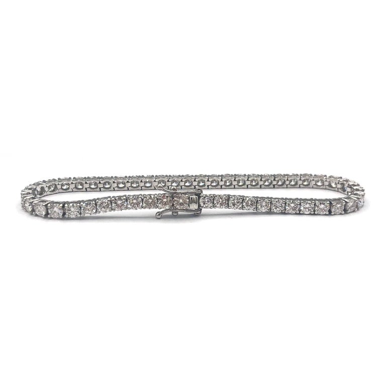 7.65 carats Diamond Tennis Bracelet in 18 Karat White Gold For Sale at ...