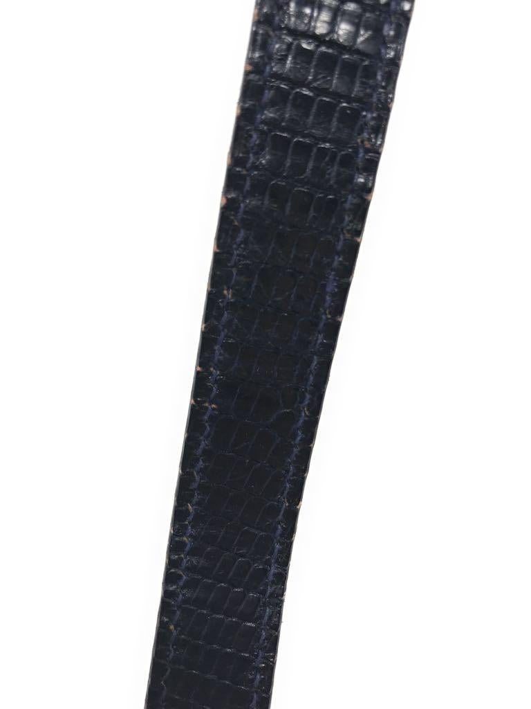 Black Hermes Constance 18cm Indigo Lizard