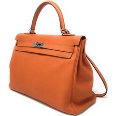 Hermes Kelly 35cm Tangerine Orange with Palladium Hardware