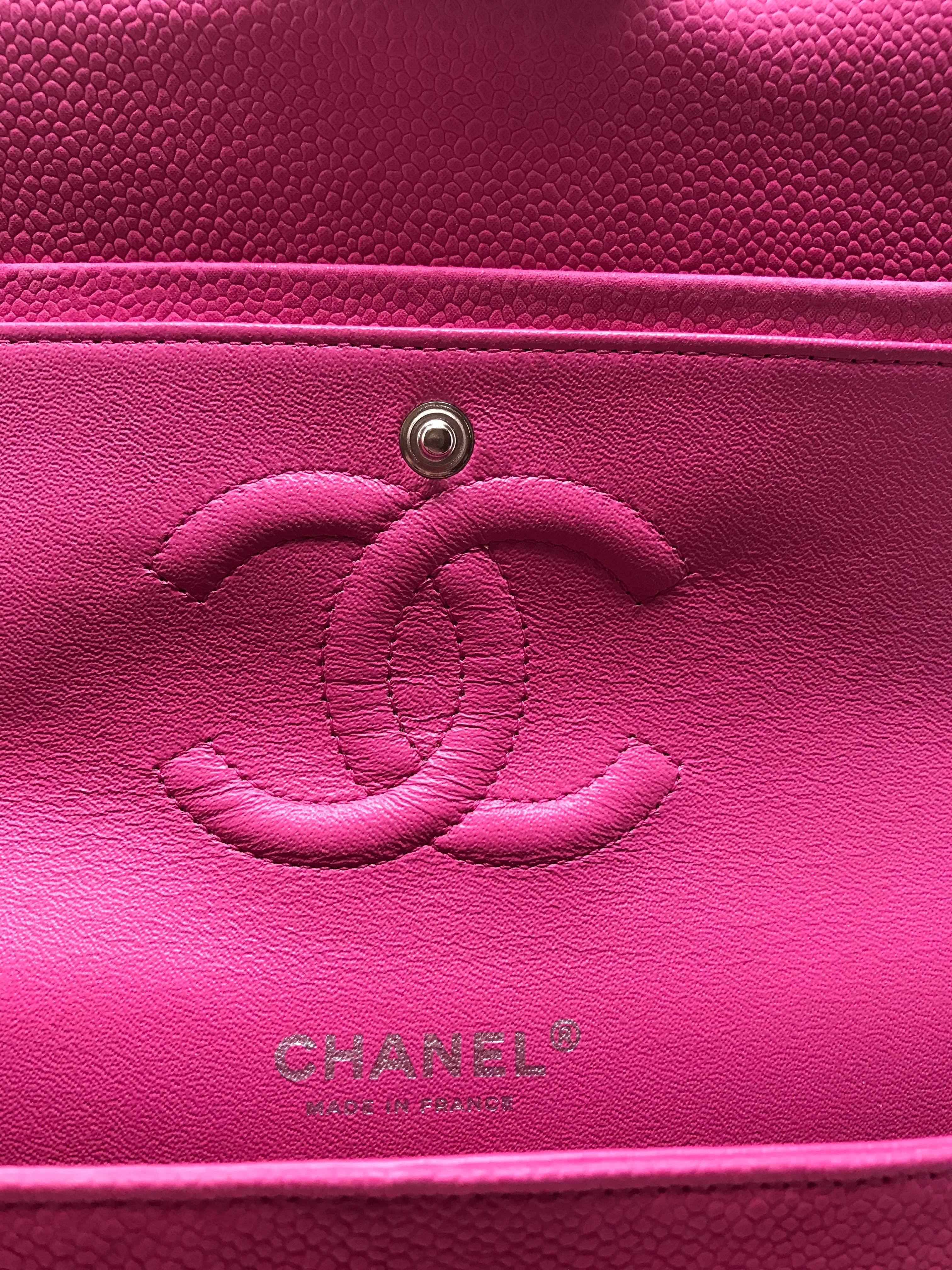 Chanel Medium Double Flap Hot Pink Matte Caviar 3