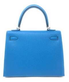 Hermes Birkin 25cm Kelly in Blue Zanzibar Epsom Leather Bag