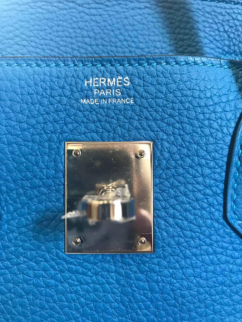 Women's or Men's Hermes Birkin 30cm Blue Zanzibar and Green Malachite Bag For Sale