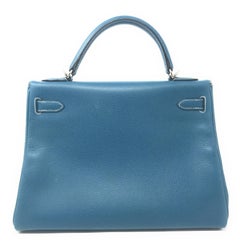 Hermes Kelly 32cm Blue Buffalo Bag