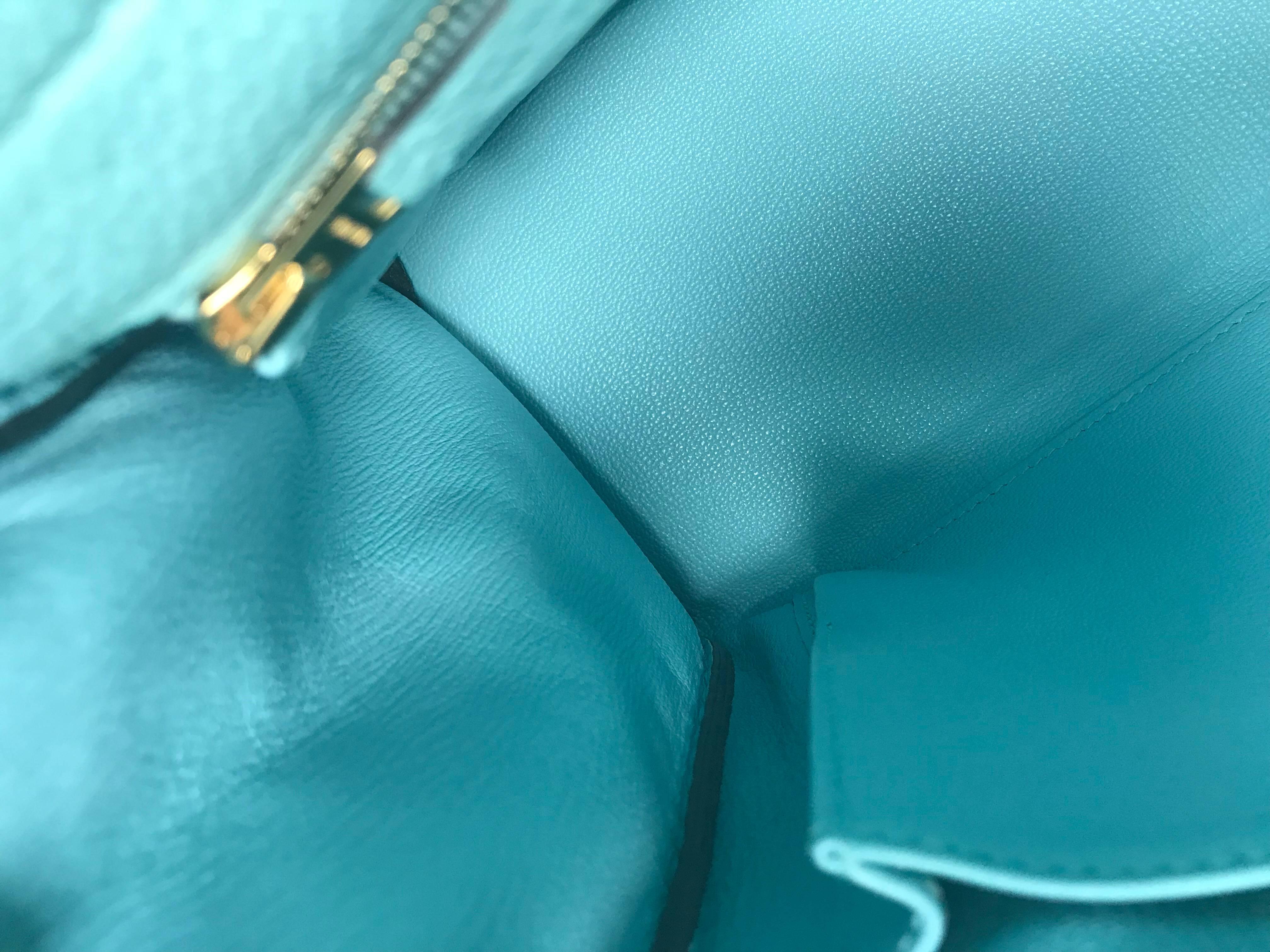 Women's or Men's Hermes Kelly 32cm Blue Atoll Bag For Sale