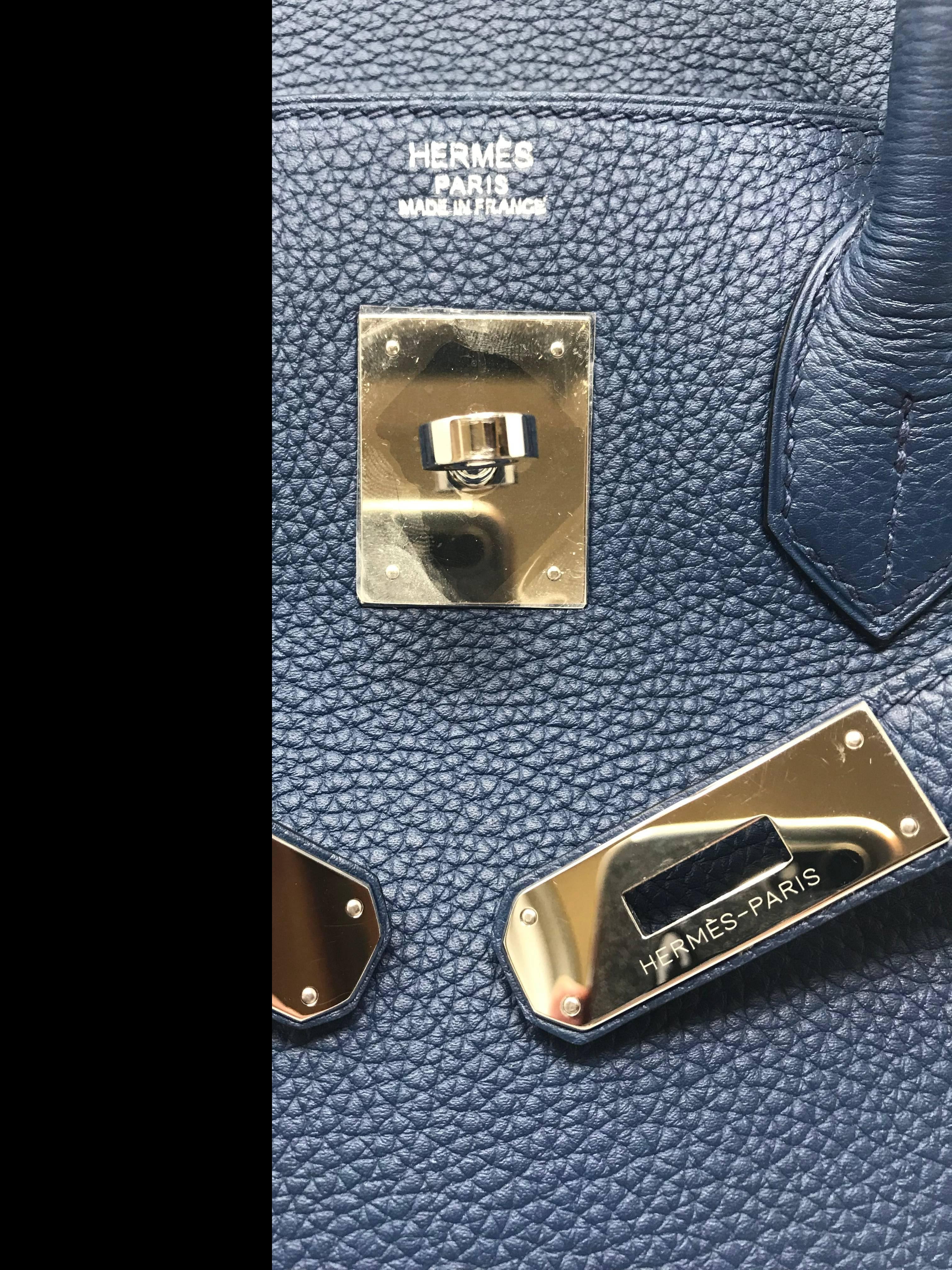 Hermes Birkin 30cm in Navy Blue with Palladium Hardware 2