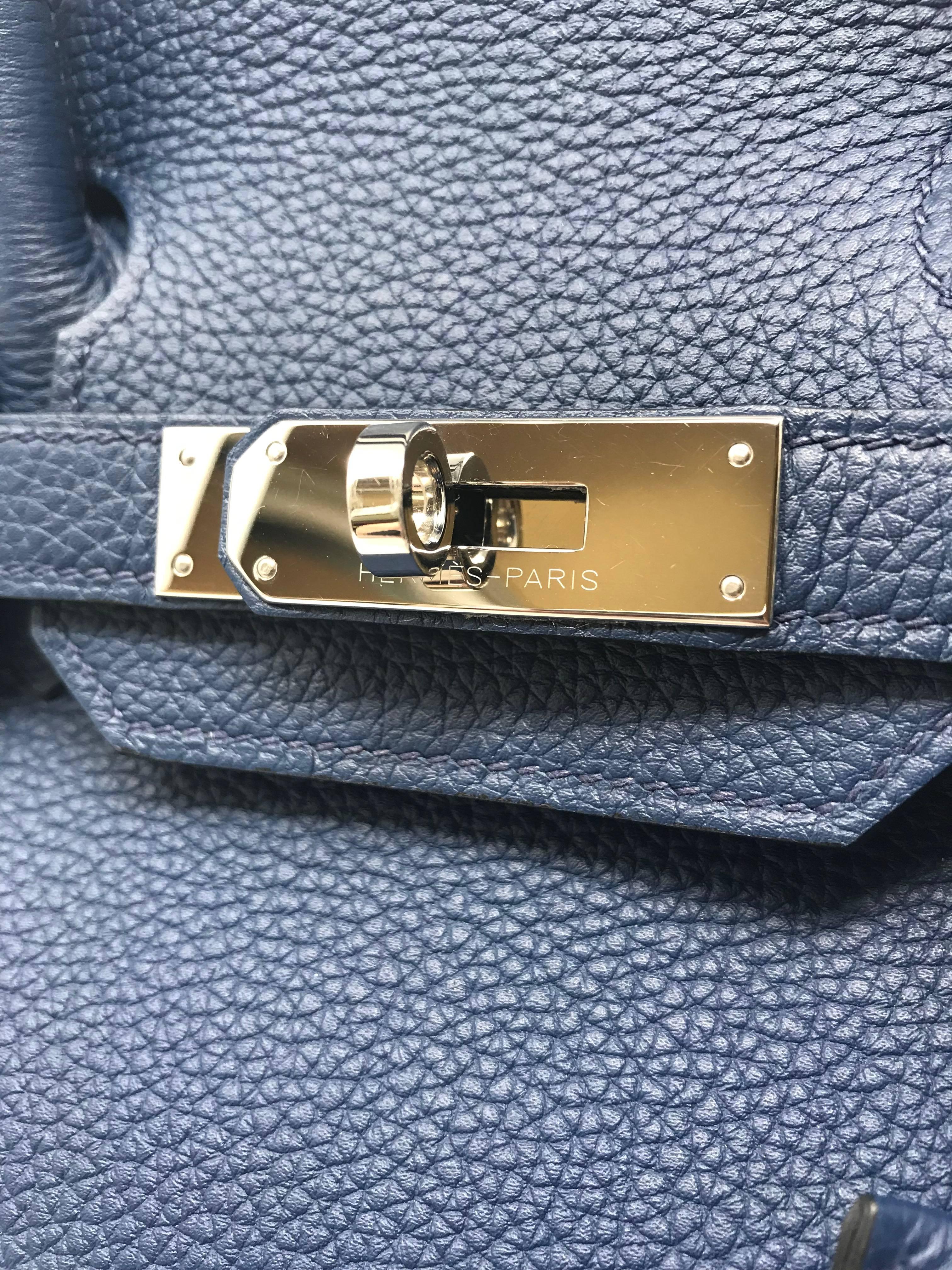Hermes Birkin 30cm in Navy Blue with Palladium Hardware 1