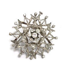 14K White Gold Flower Diamond Brooch / Pin