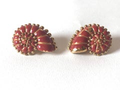 1980's Valentino clip earrings enamel gilt metal.
