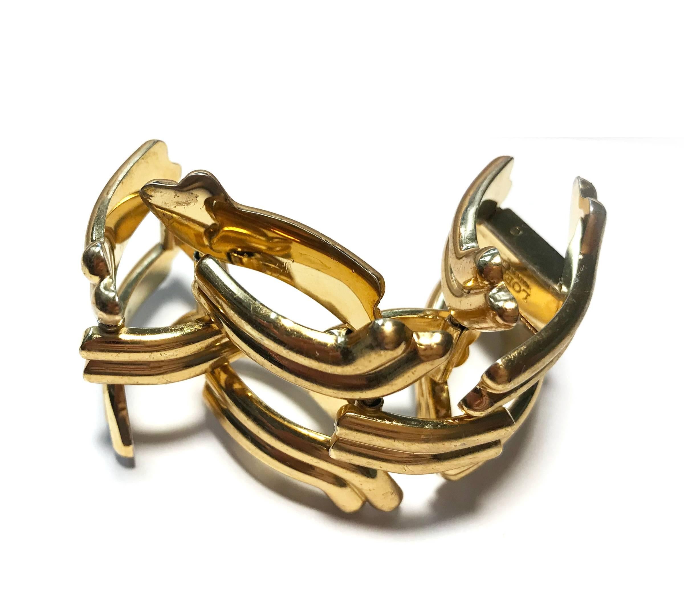 1940's style gilt metal LOEWE bracelet. For Sale 1