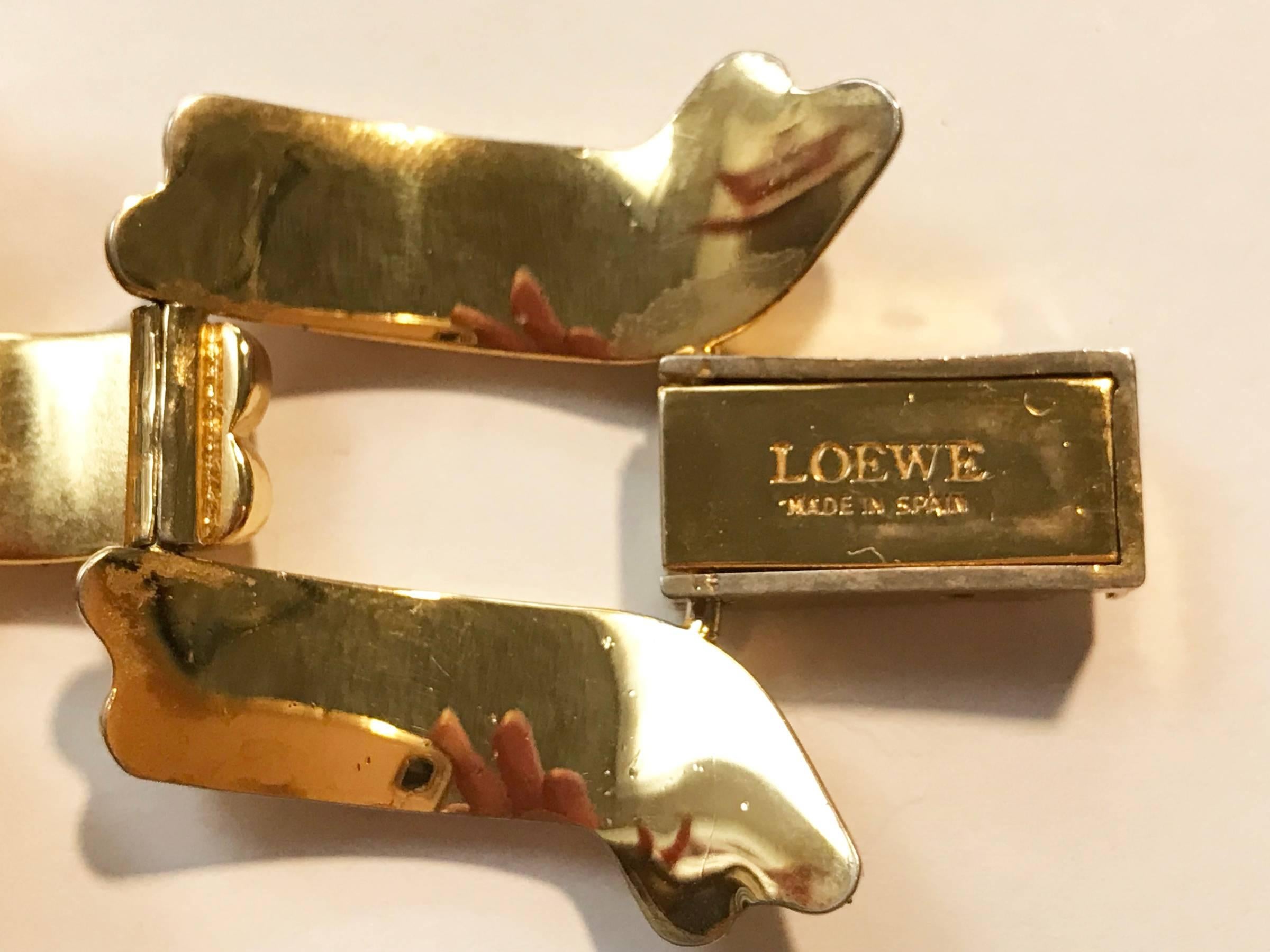 1940's style gilt metal LOEWE bracelet. For Sale 4