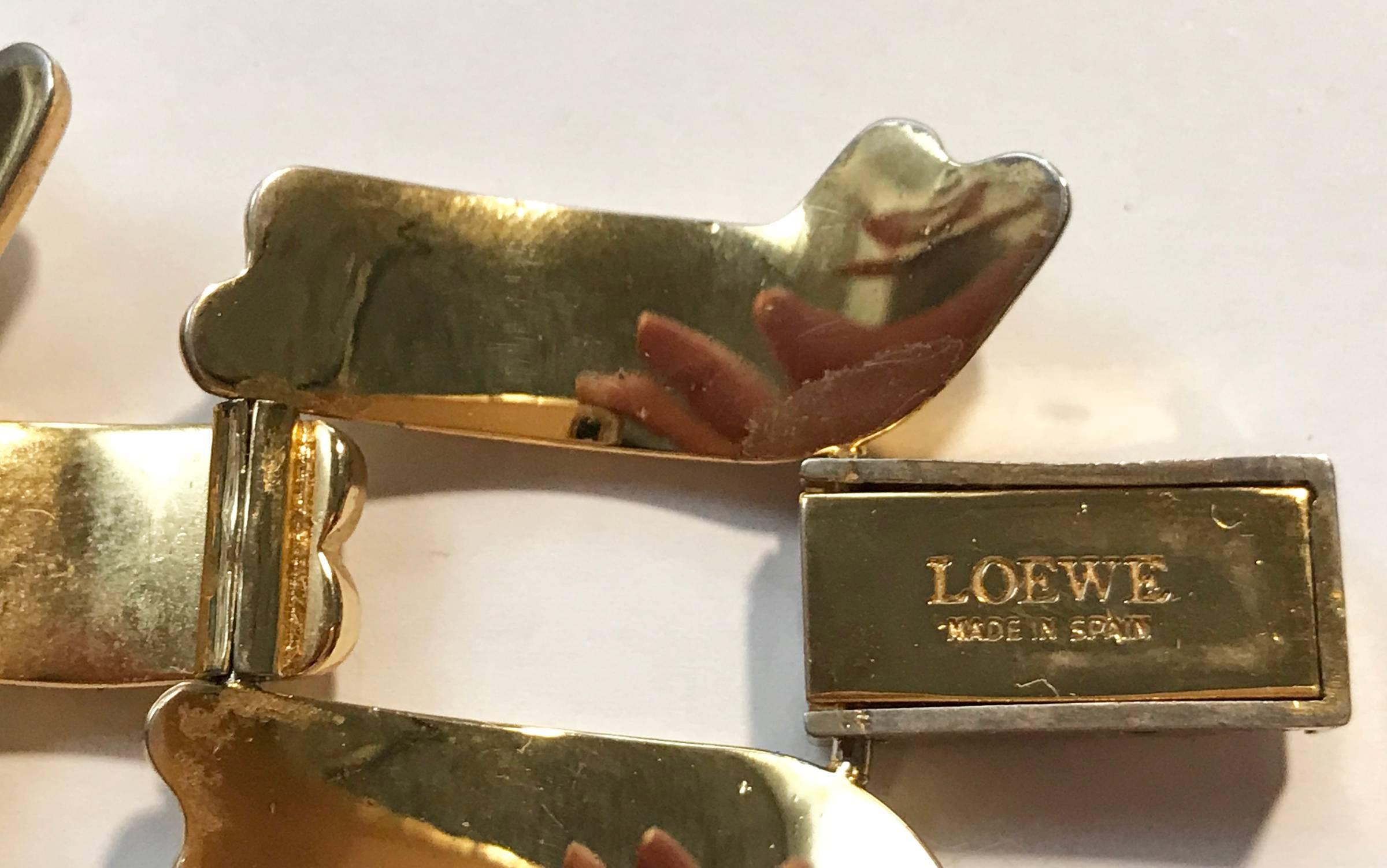 1940's style gilt metal LOEWE bracelet. For Sale 5
