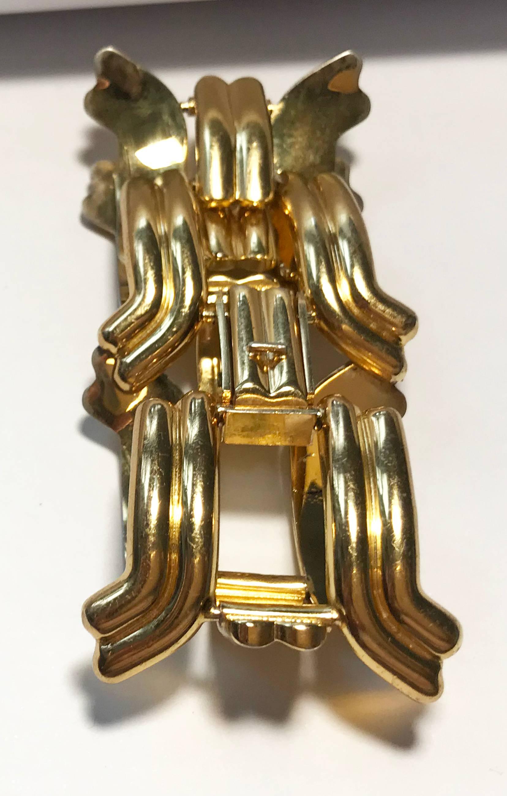 1940's style gilt metal LOEWE bracelet. For Sale 3