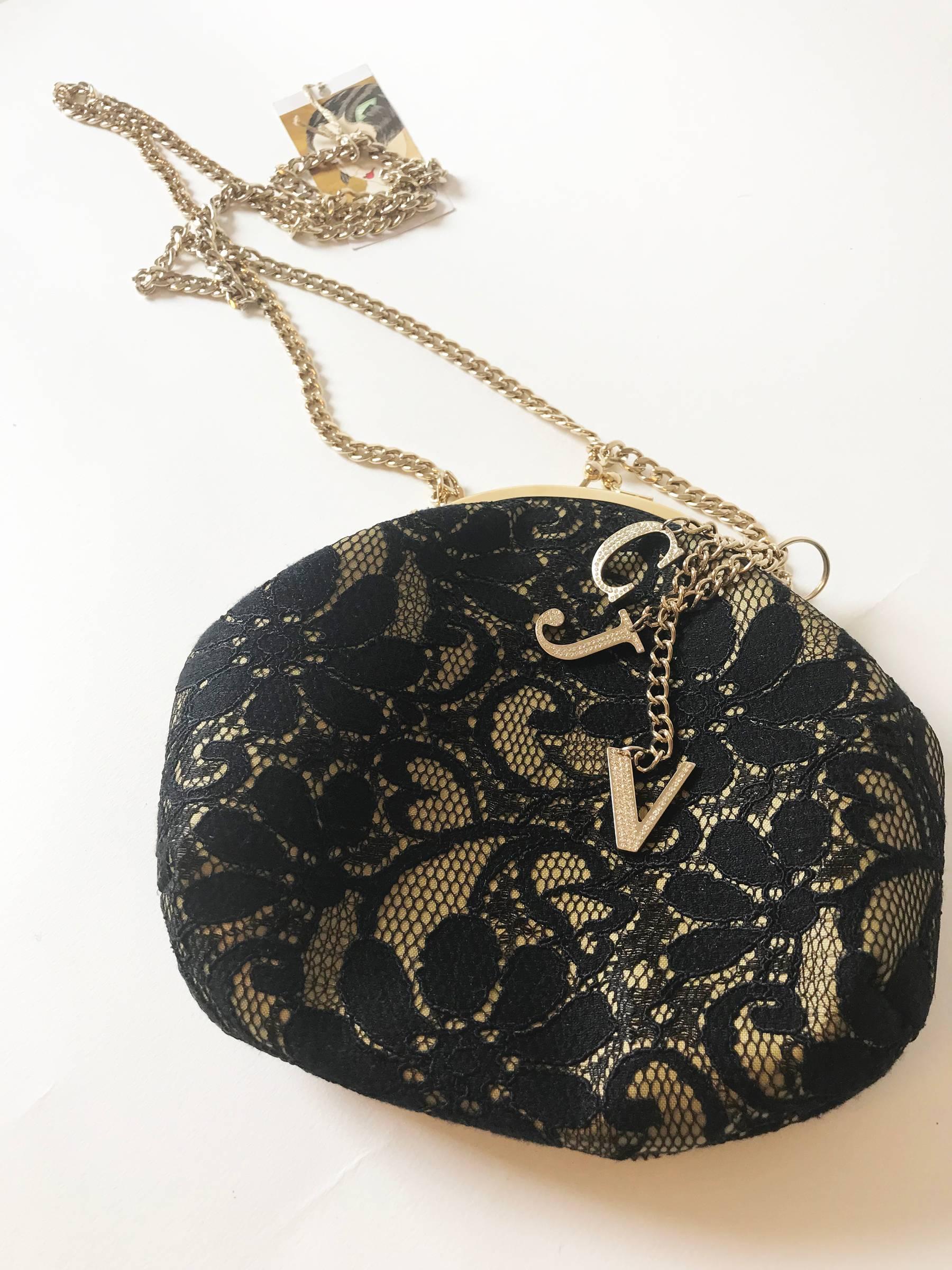  Versace Jeans Couture black lace purse. 1990's For Sale 1