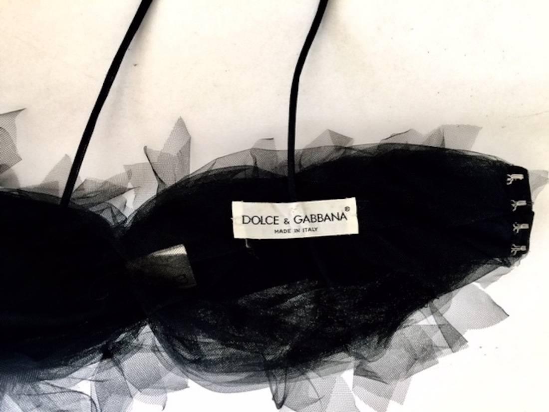 Dolce & Gabbana Elegant Top in Black Tulle with Pearl decoration, 1990s  For Sale 3