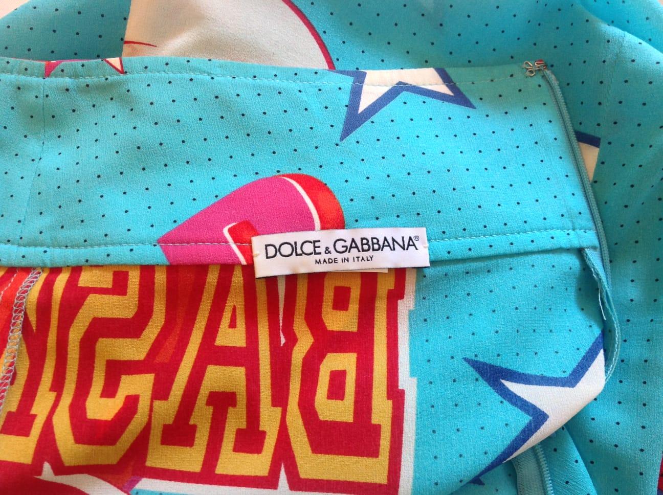 Blue Dolce & Gabbana first collection vintage skirt,  1980s  For Sale