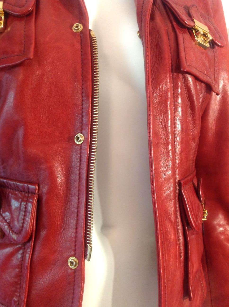 Dsquared2, red leather jacket For Sale 1