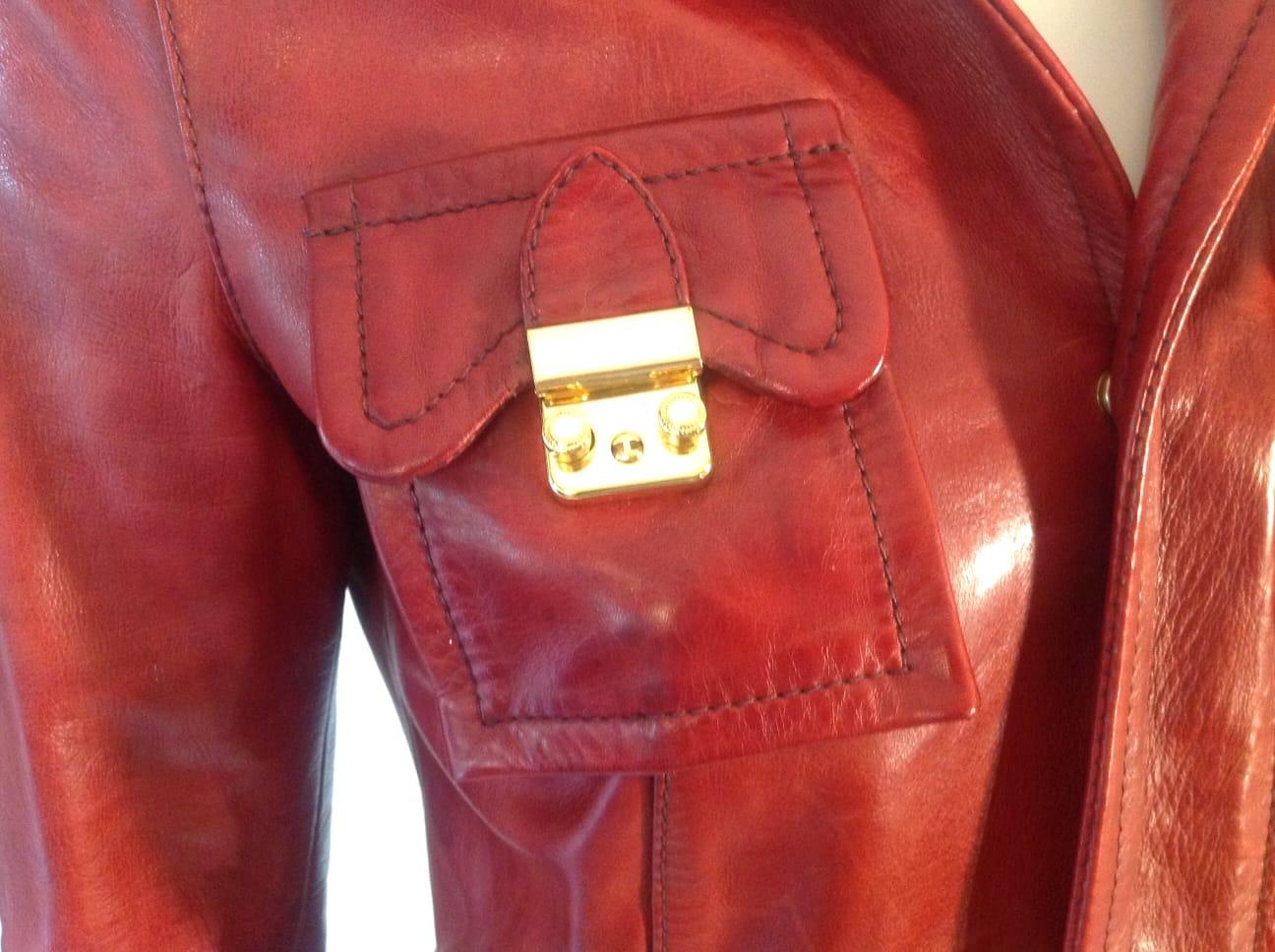 Women's Dsquared2, red leather jacket For Sale