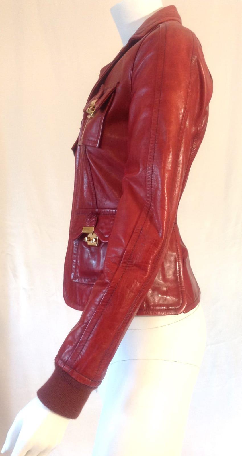 Dsquared2, red leather jacket For Sale 2