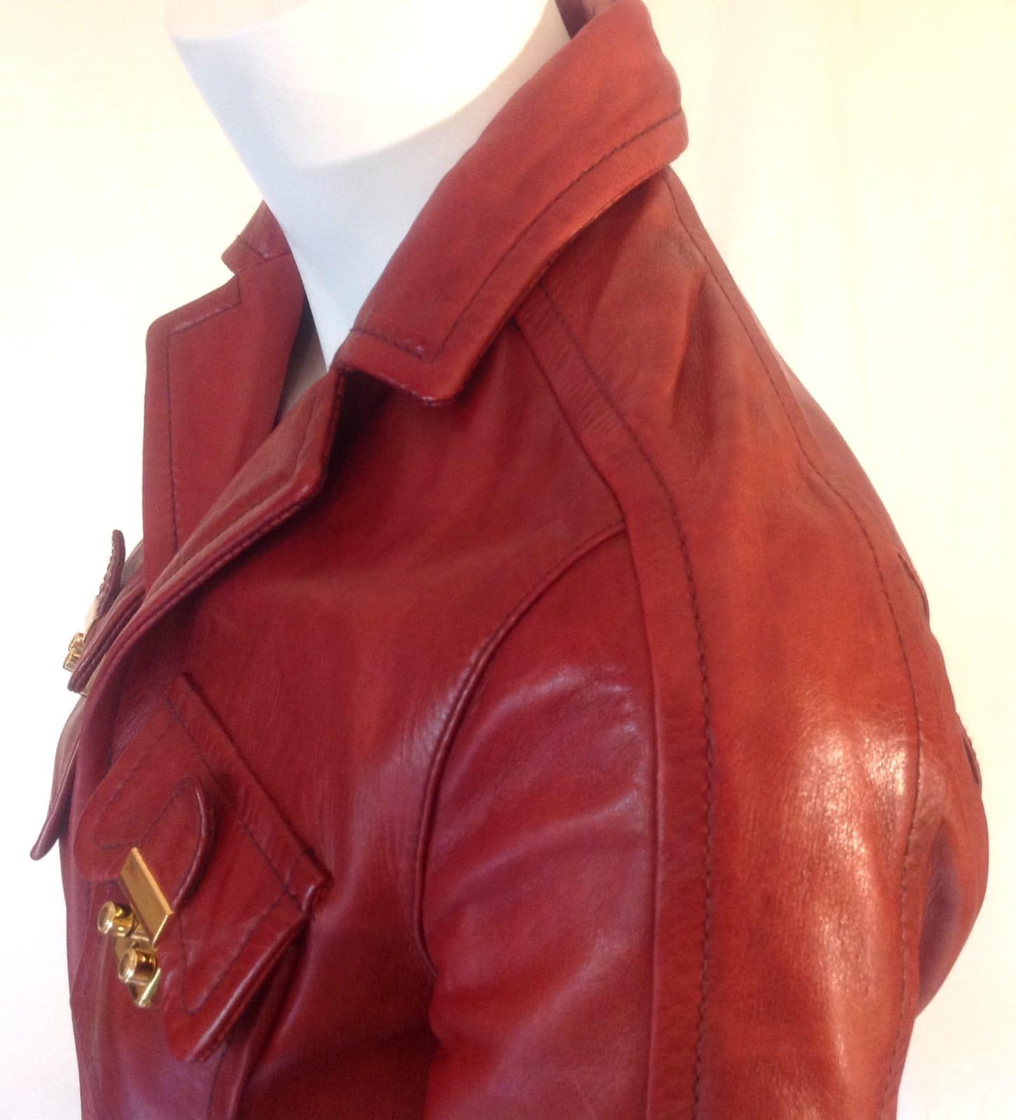 Dsquared2, red leather jacket For Sale 6