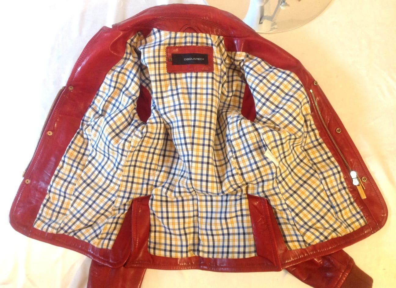 Dsquared2, red leather jacket For Sale 7