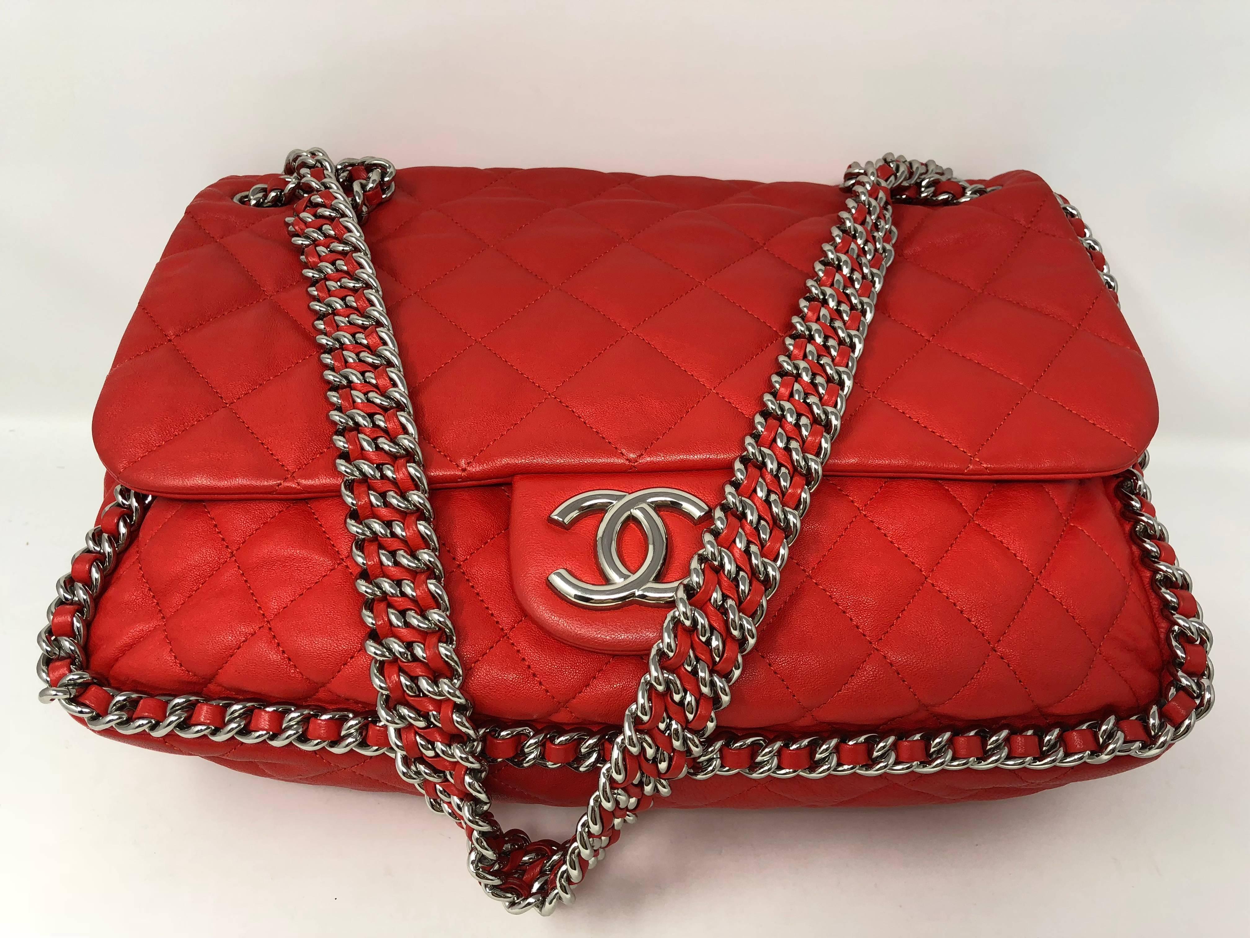 Women's or Men's Chanel Red Chain Around Bag
