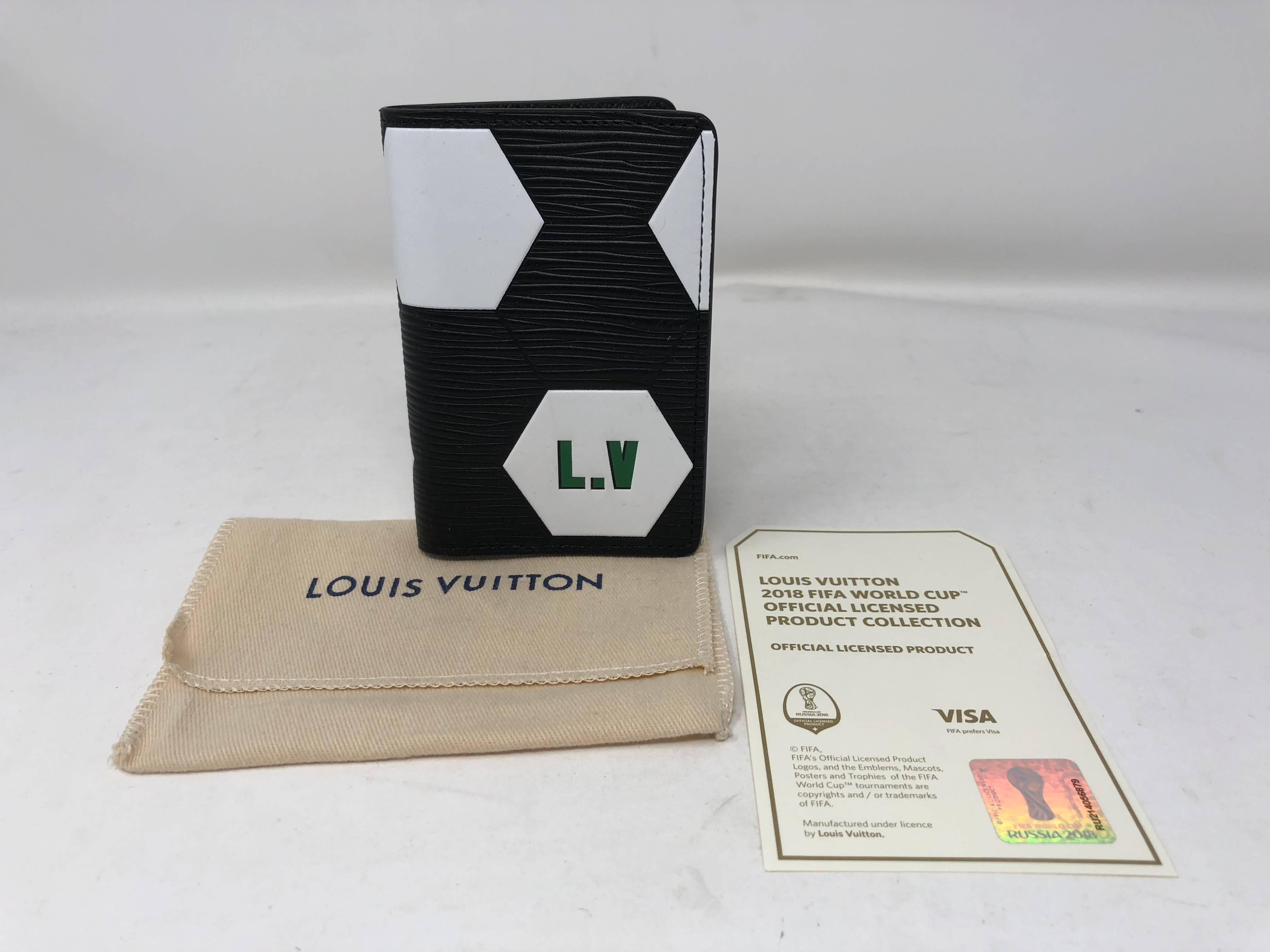 Louis Vuitton Black and White Pocket Organizer from FIFA World Cup Collection 2018. This black and white pocket organizer is sold out and limited. Comes with dust cover and box. Brand new. Guaranteed authentic.