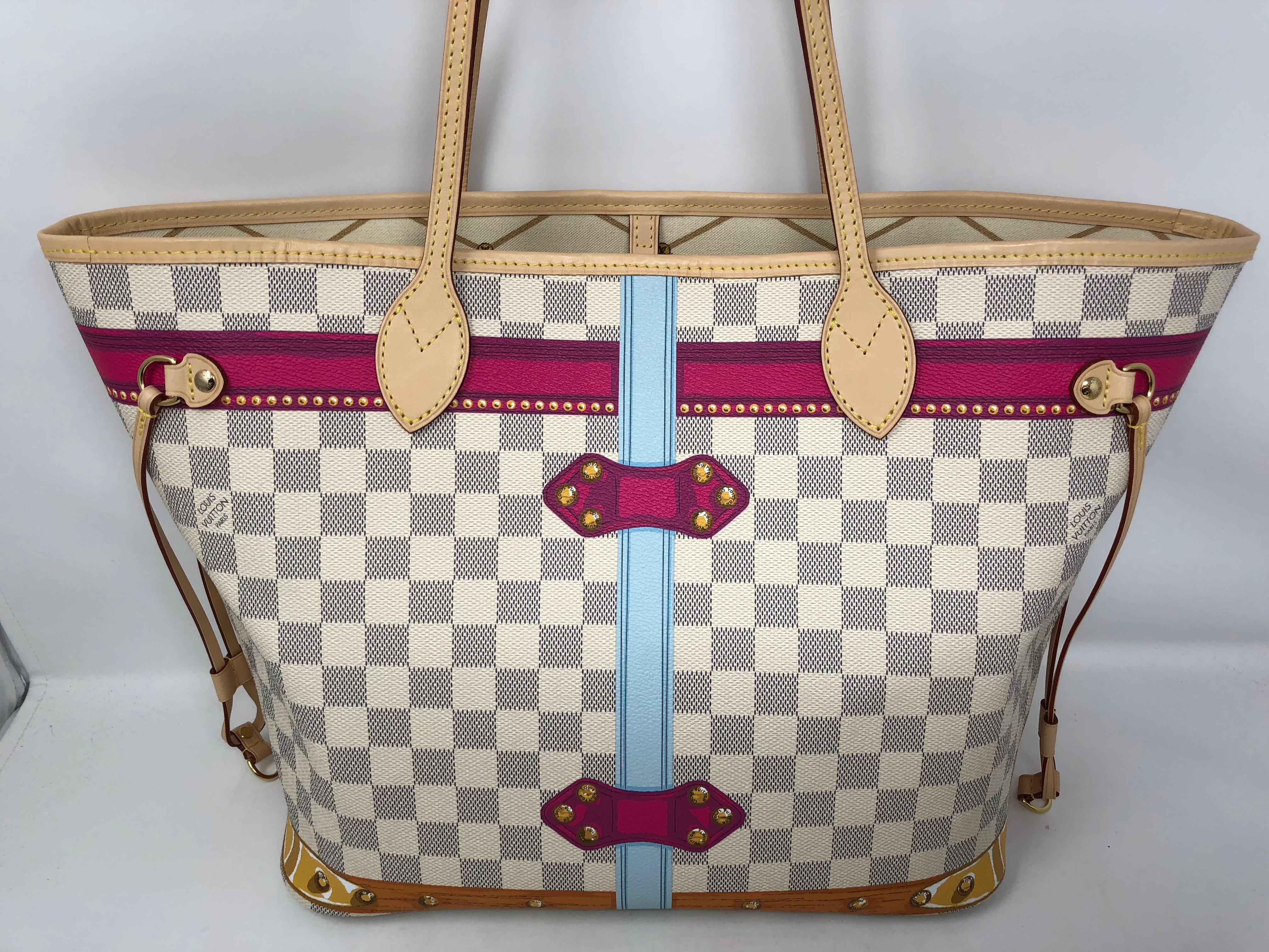Louis Vuitton Miami Special Trunks Neverfull MM Damier Azur Bag 9