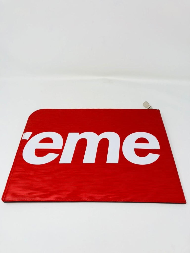 Supreme Louis Vuitton Red and White Pochette Jour GM Laptop Case For Sale at 1stdibs