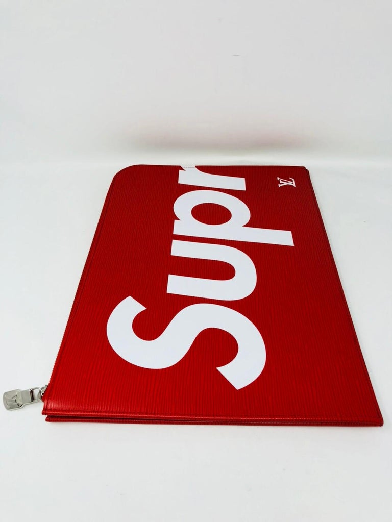 Supreme Louis Vuitton Red and White Pochette Jour GM Laptop Case For Sale at 1stdibs