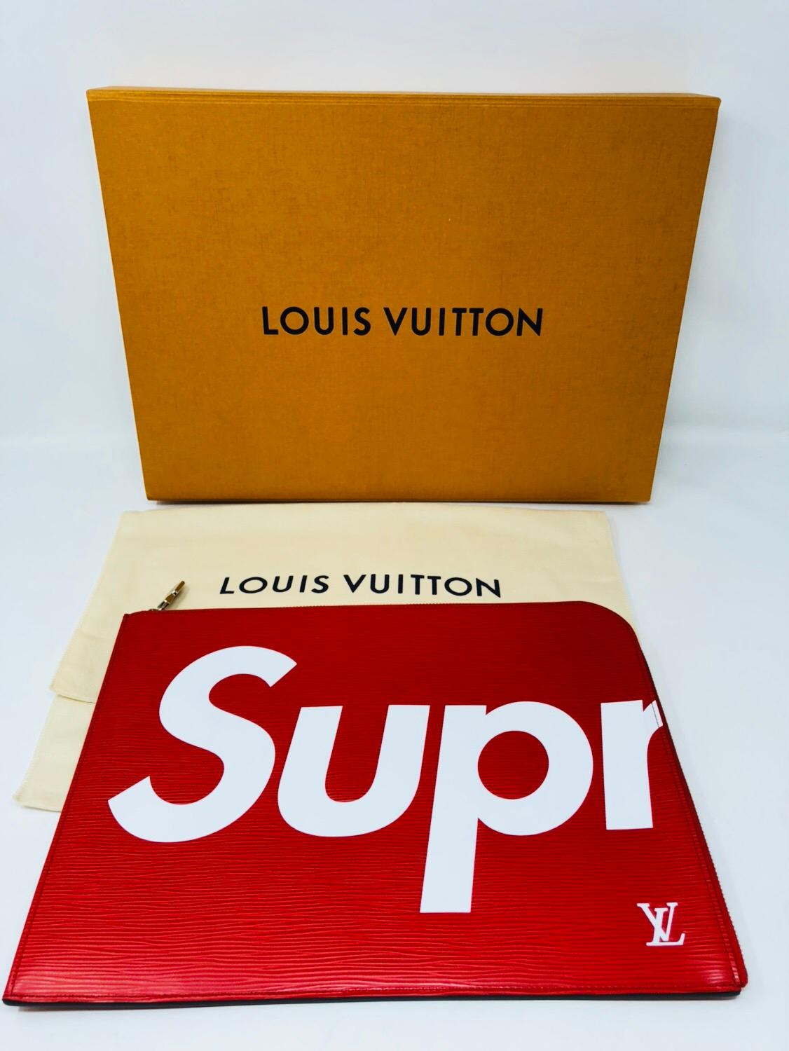 Supreme Louis Vuitton Red and White Pochette Jour GM Laptop Case 3