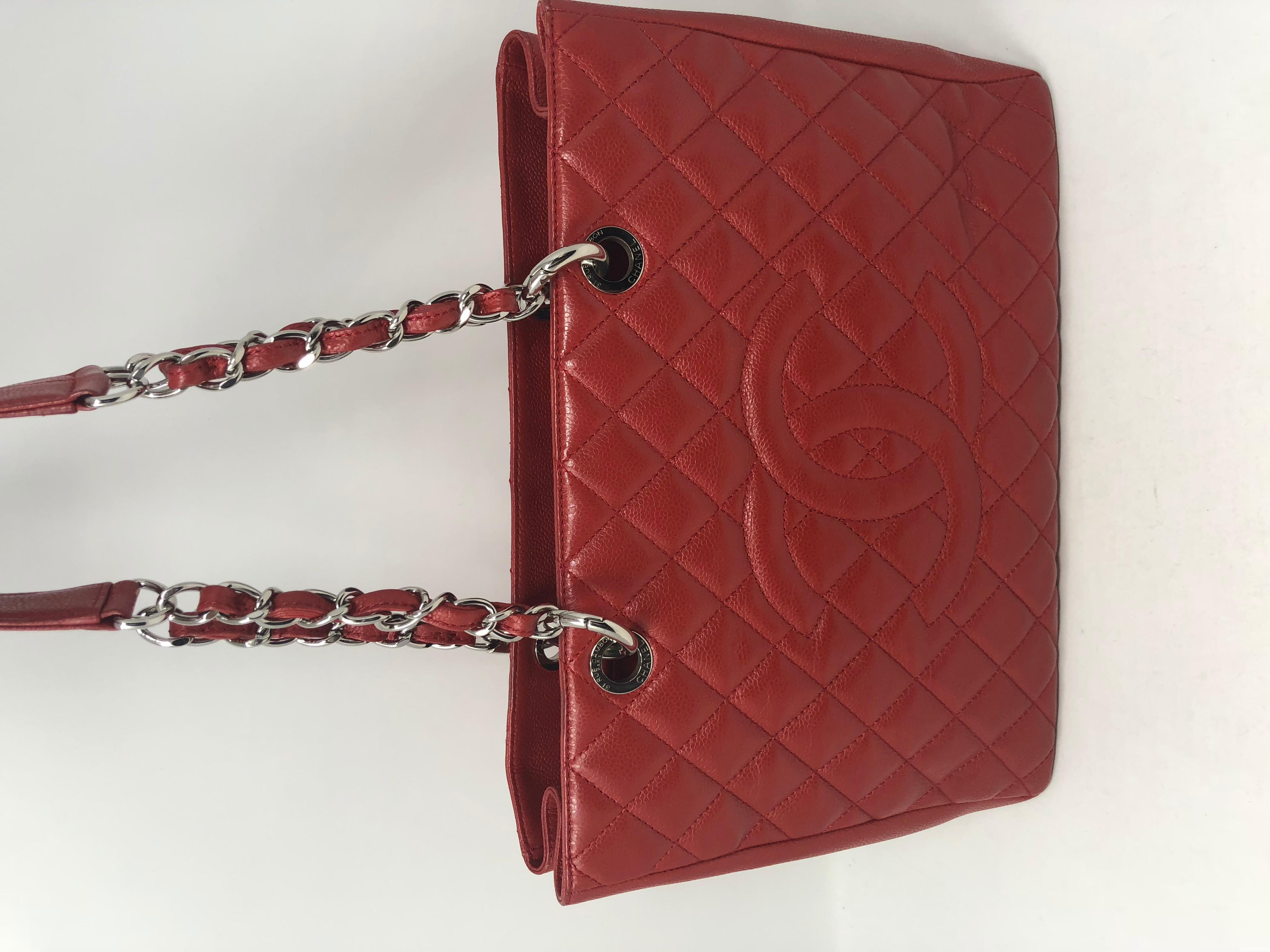 Chanel Red Grand Shopper Tote Caviar 1