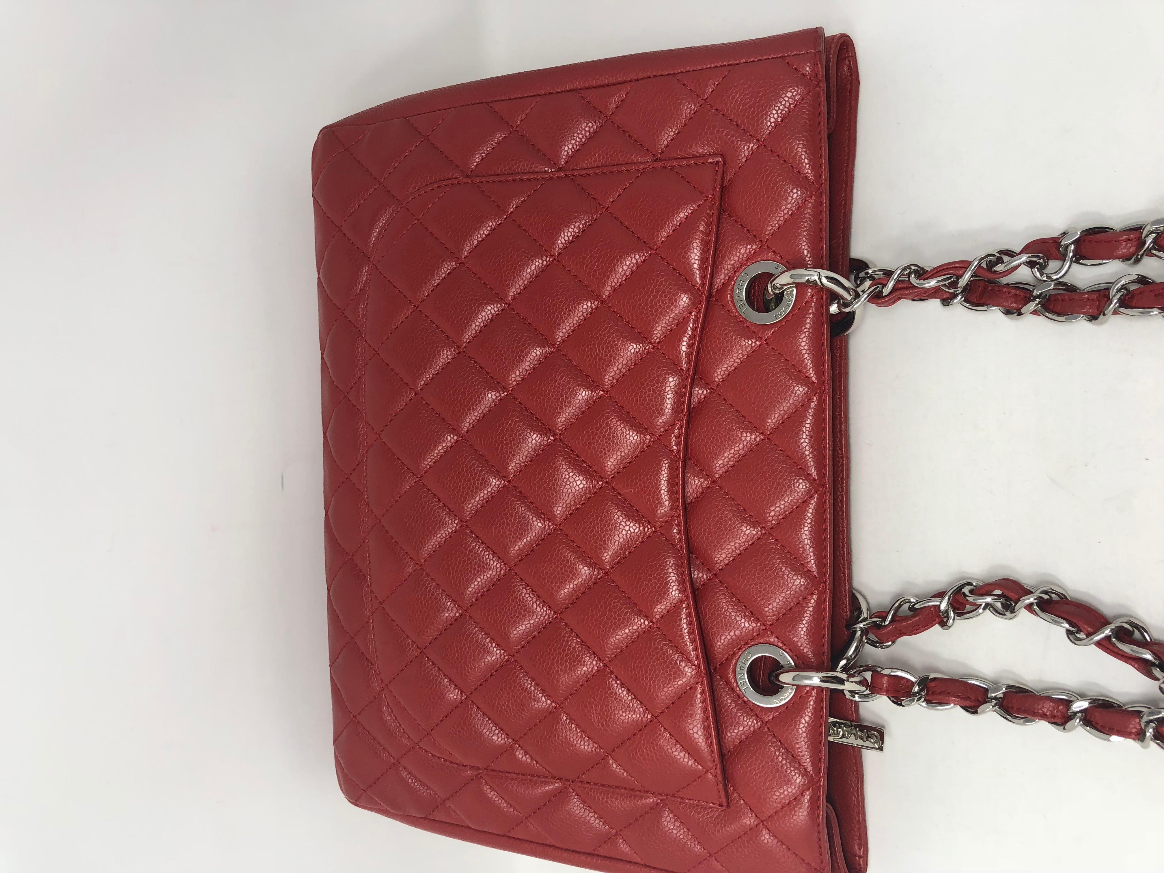 Chanel Red Grand Shopper Tote Caviar 2