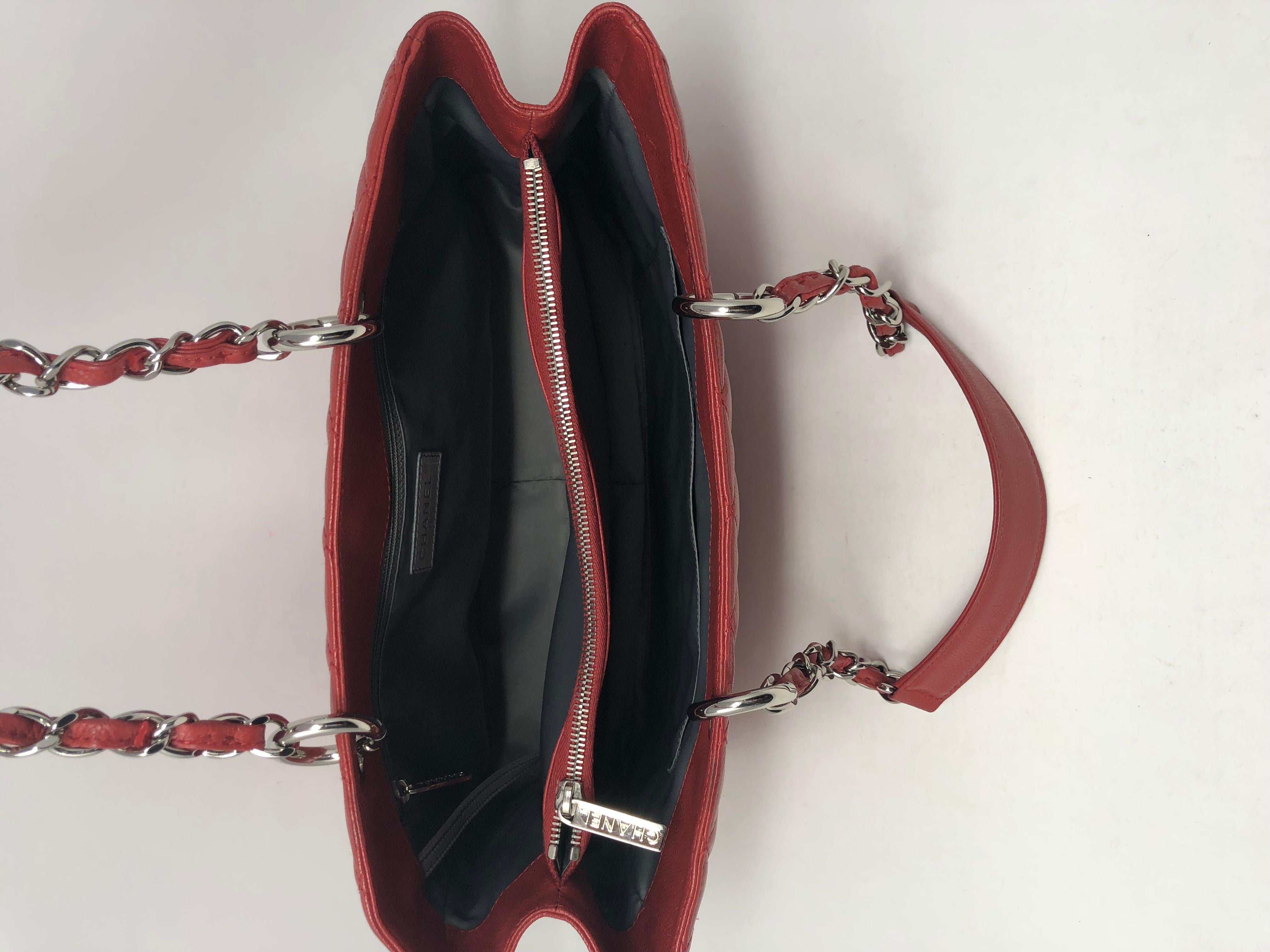 Chanel Red Grand Shopper Tote Caviar 3