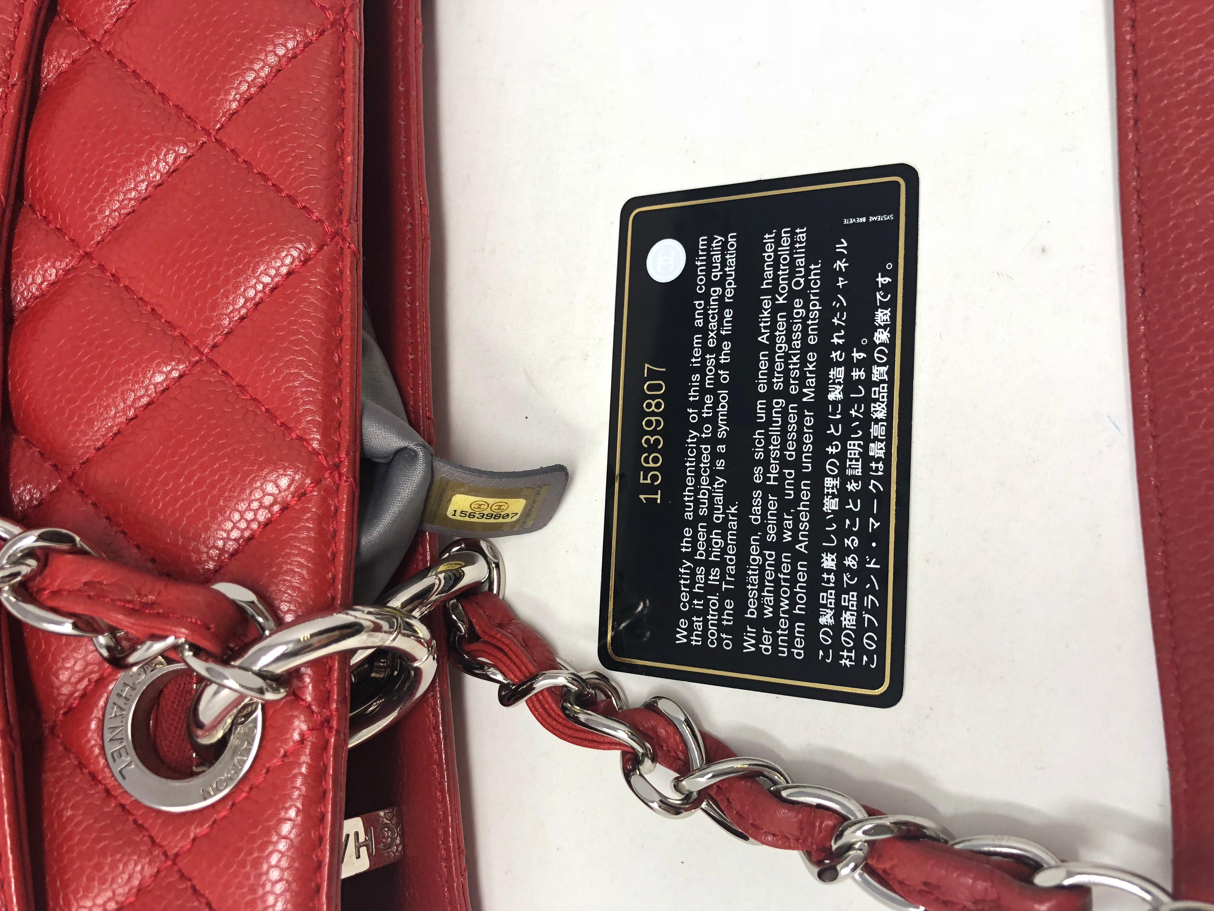 Chanel Red Grand Shopper Tote Caviar 4