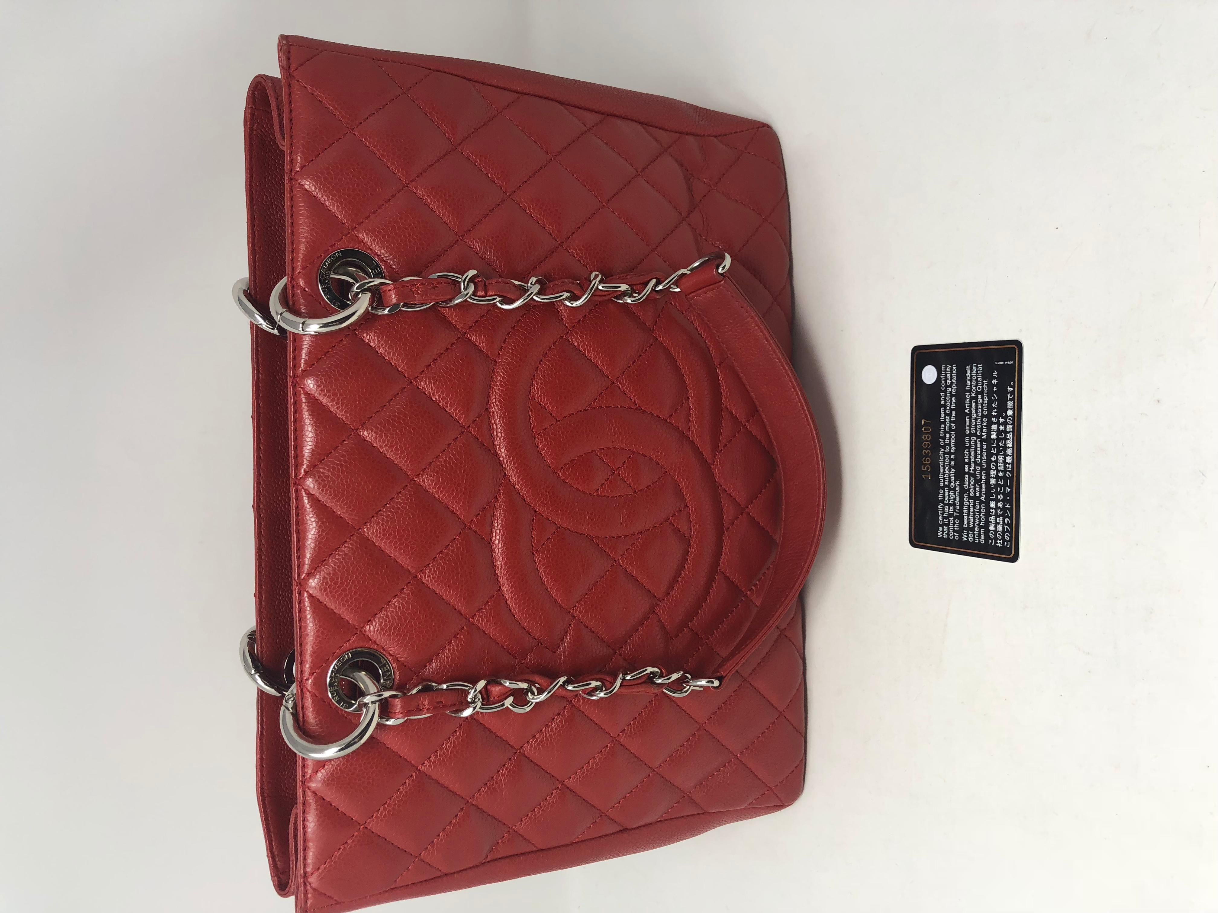 Chanel Red Grand Shopper Tote Caviar 5