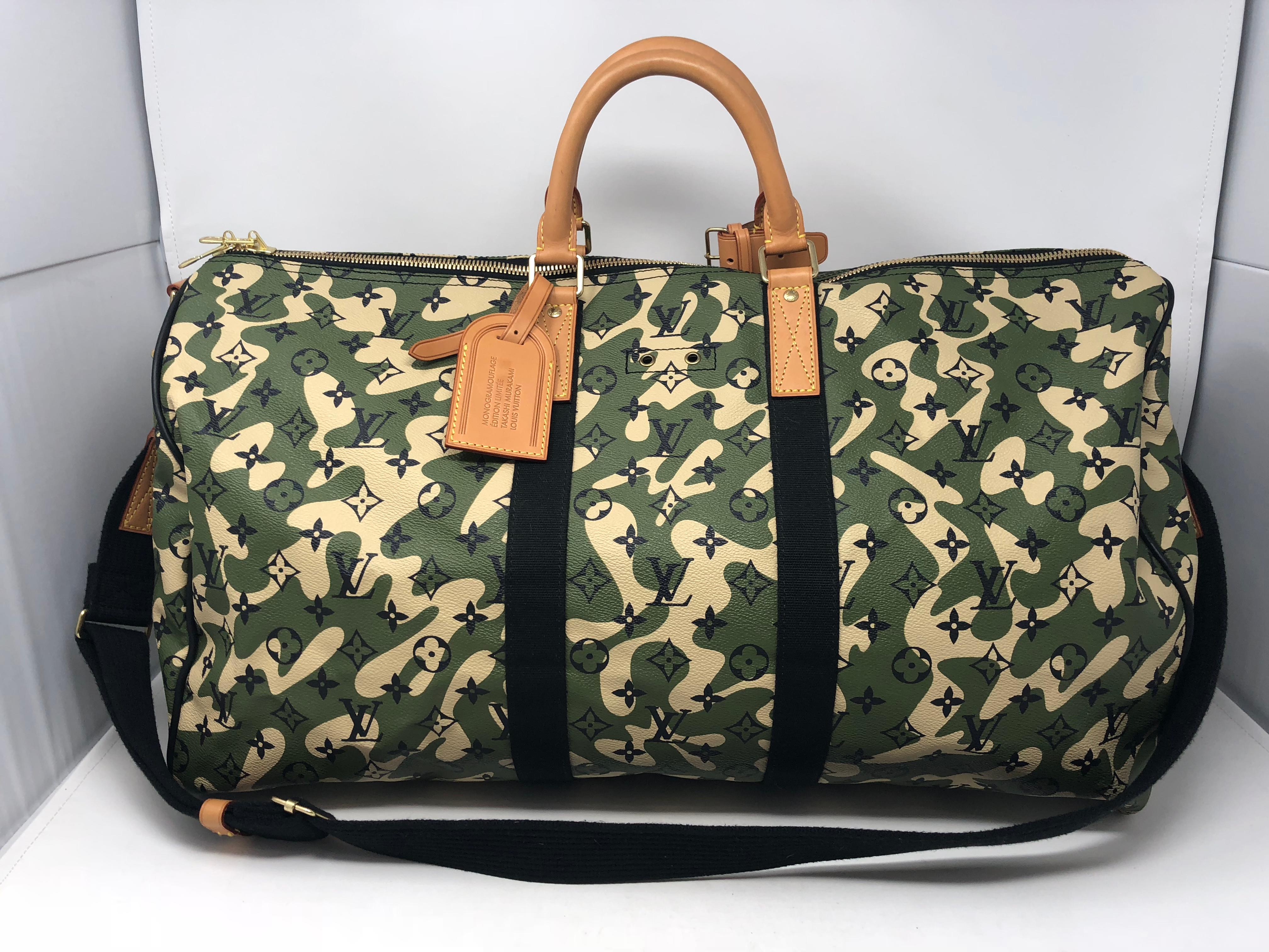 Black Louis Vuitton Limited Edition Monogramouflage Canvas Keepall 55 