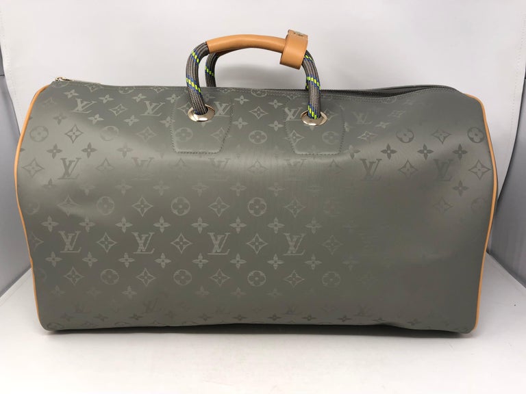 Louis Vuitton Keepall Bandouliere Monogram Titanium 50 Grey in Canvas with  Titanium-tone