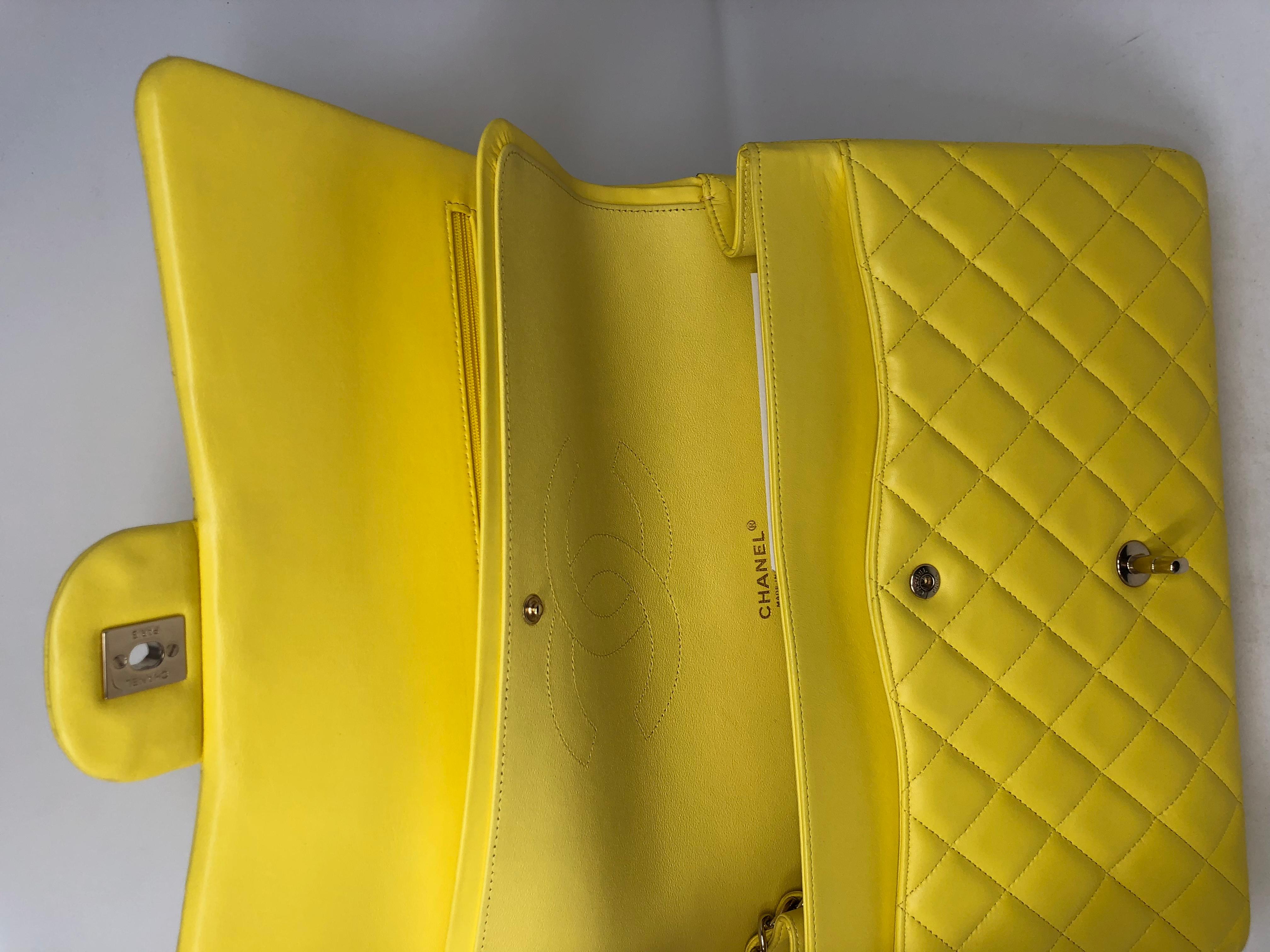 Chanel Yellow Maxi Double Flap Bag 10