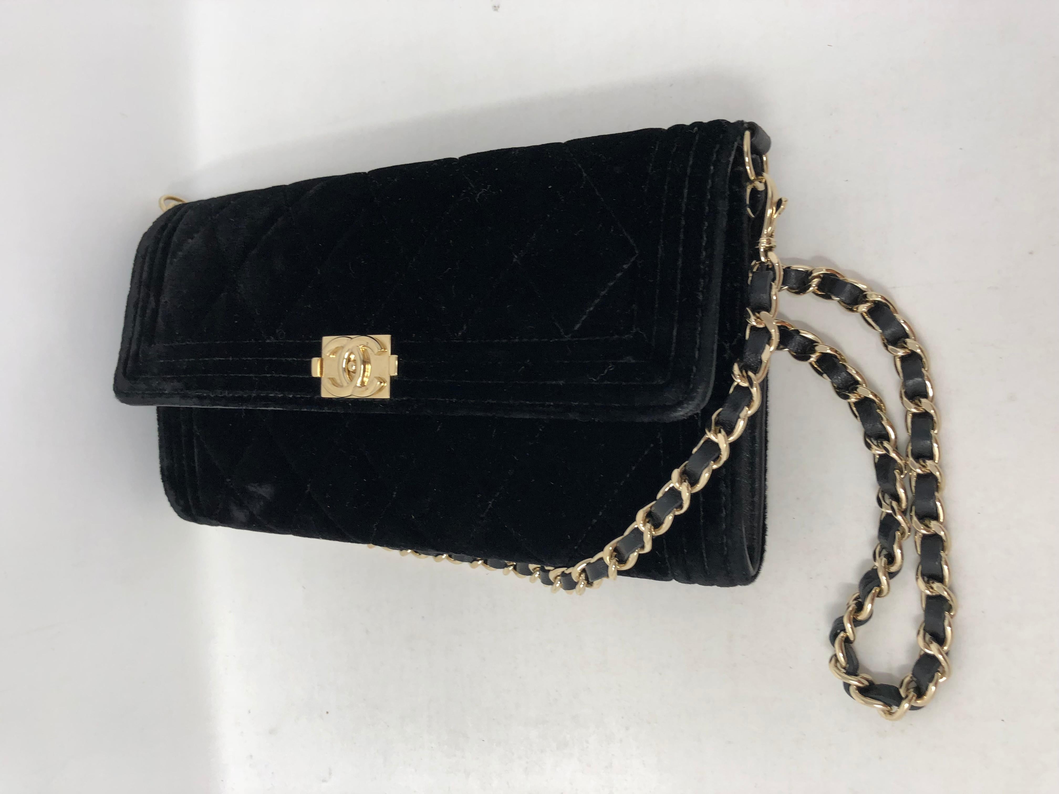 Chanel Black Velvet Crossbody Bag 5