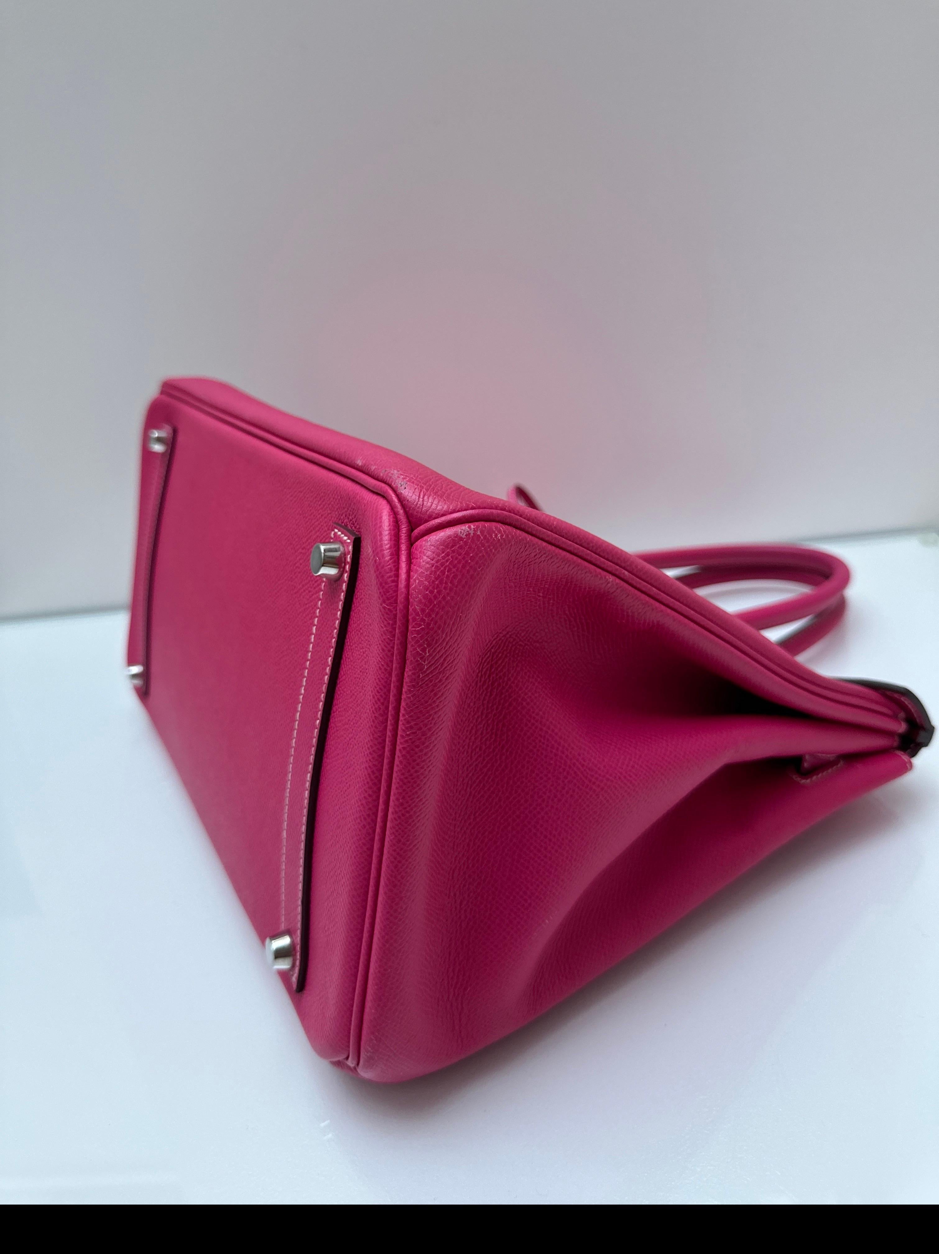 Bolso Hermes Rosa Tyrien Birkin 35 en venta 4