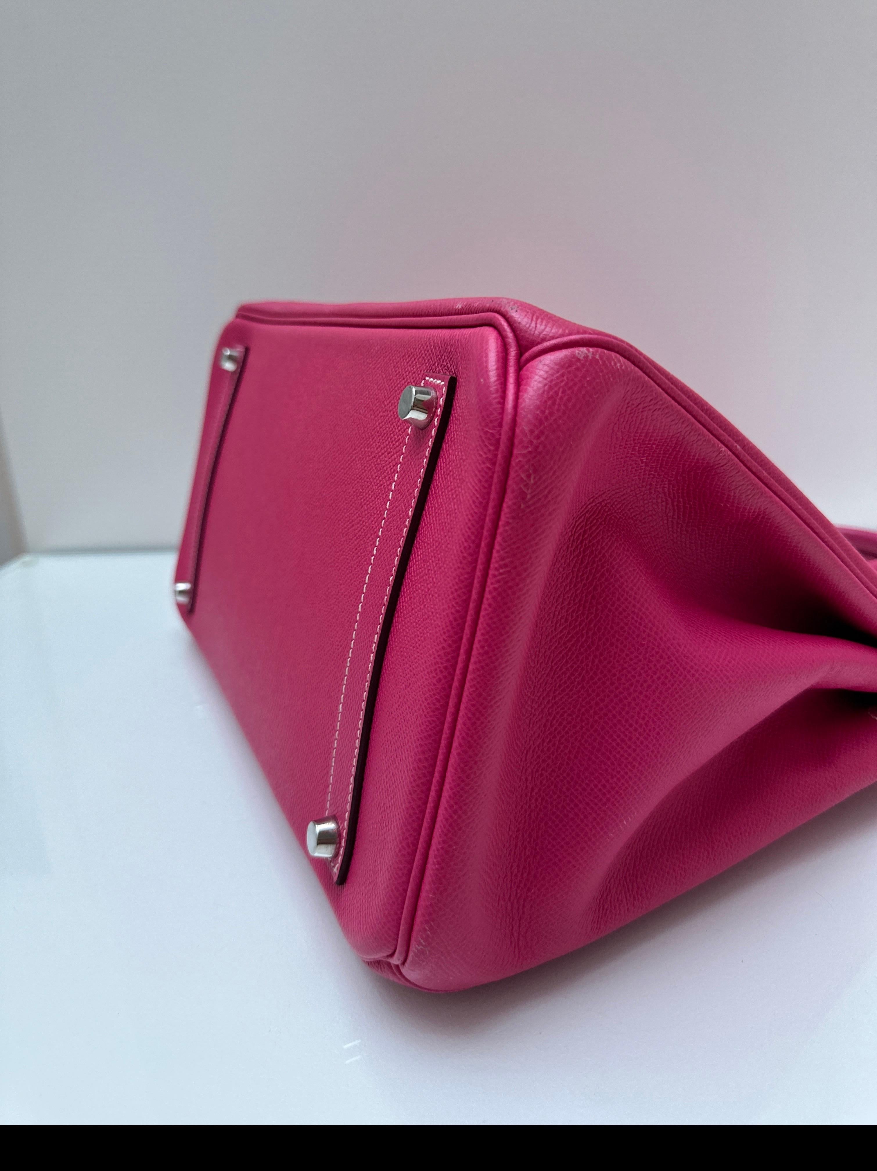 Bolso Hermes Rosa Tyrien Birkin 35 en venta 5