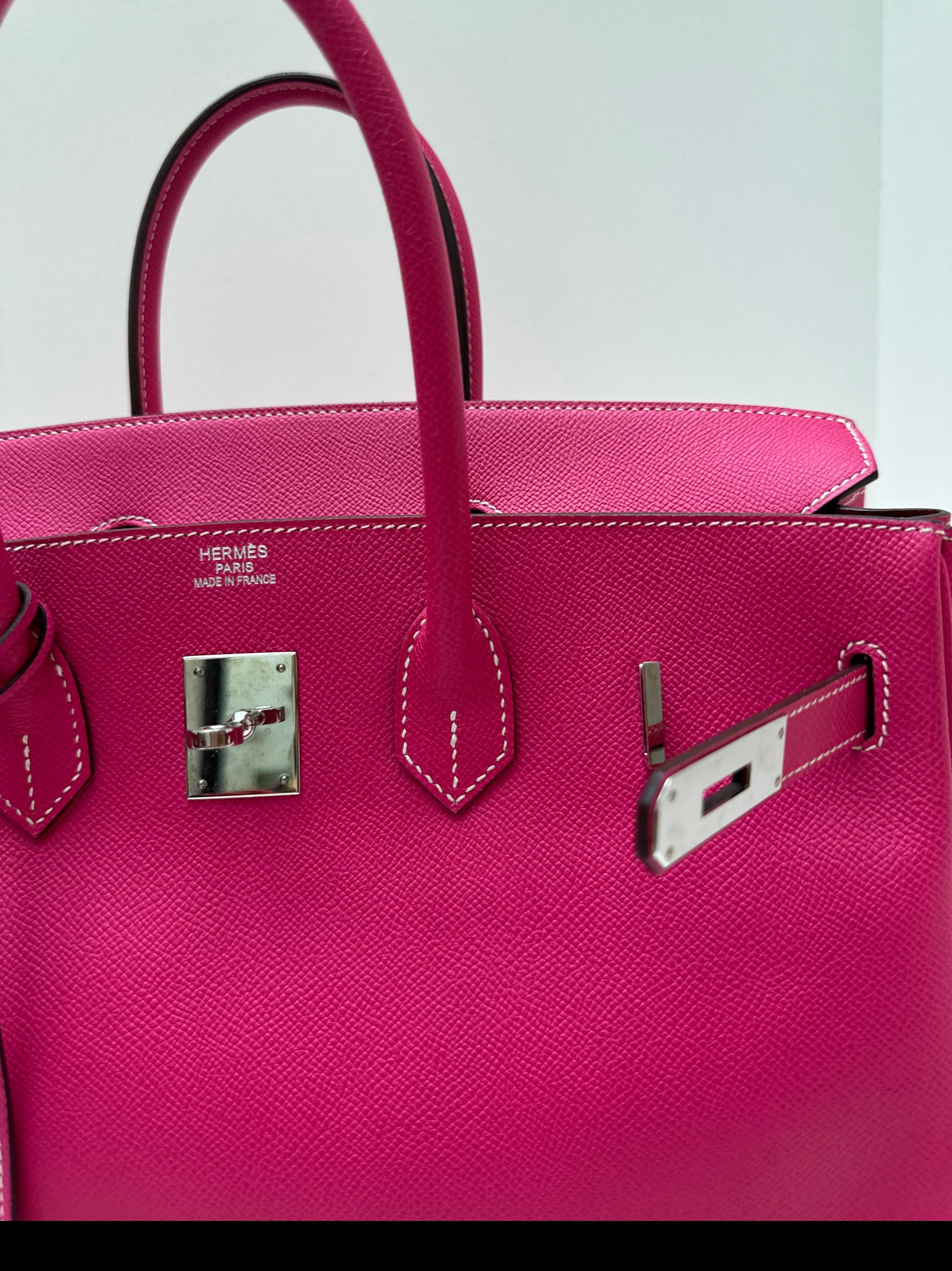 Bolso Hermes Rosa Tyrien Birkin 35 en venta 8