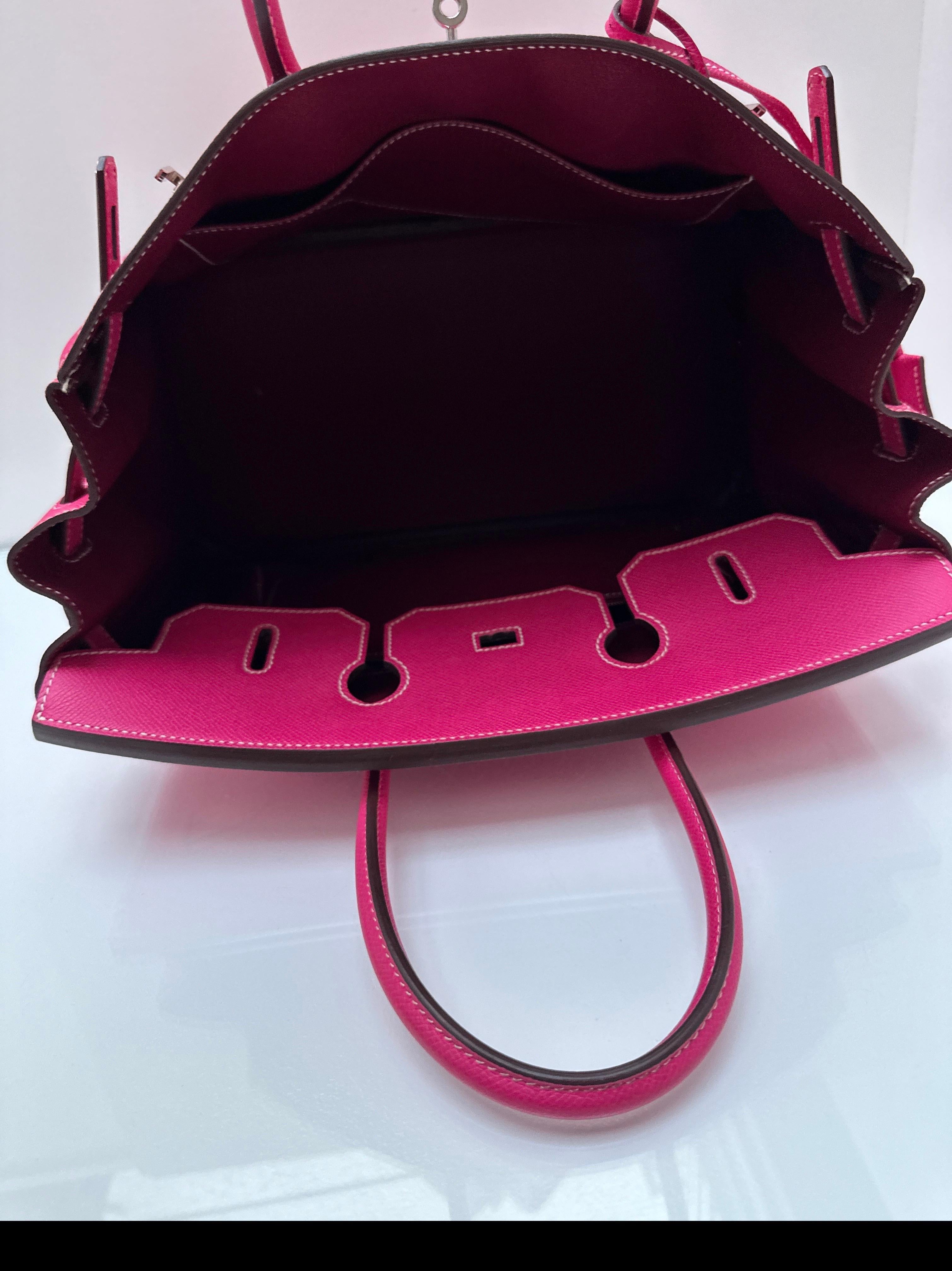 Bolso Hermes Rosa Tyrien Birkin 35 en venta 9