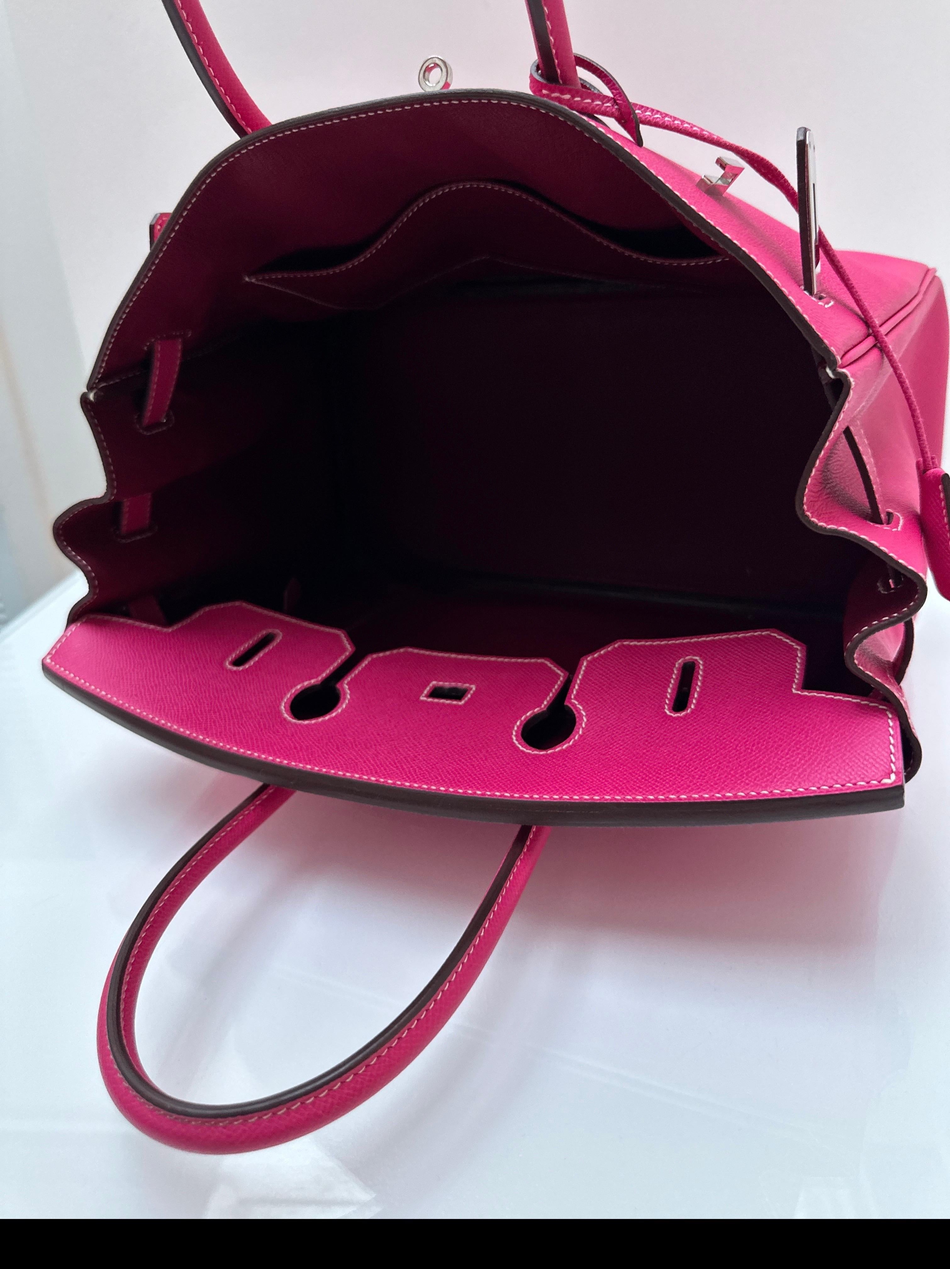 Bolso Hermes Rosa Tyrien Birkin 35 en venta 10