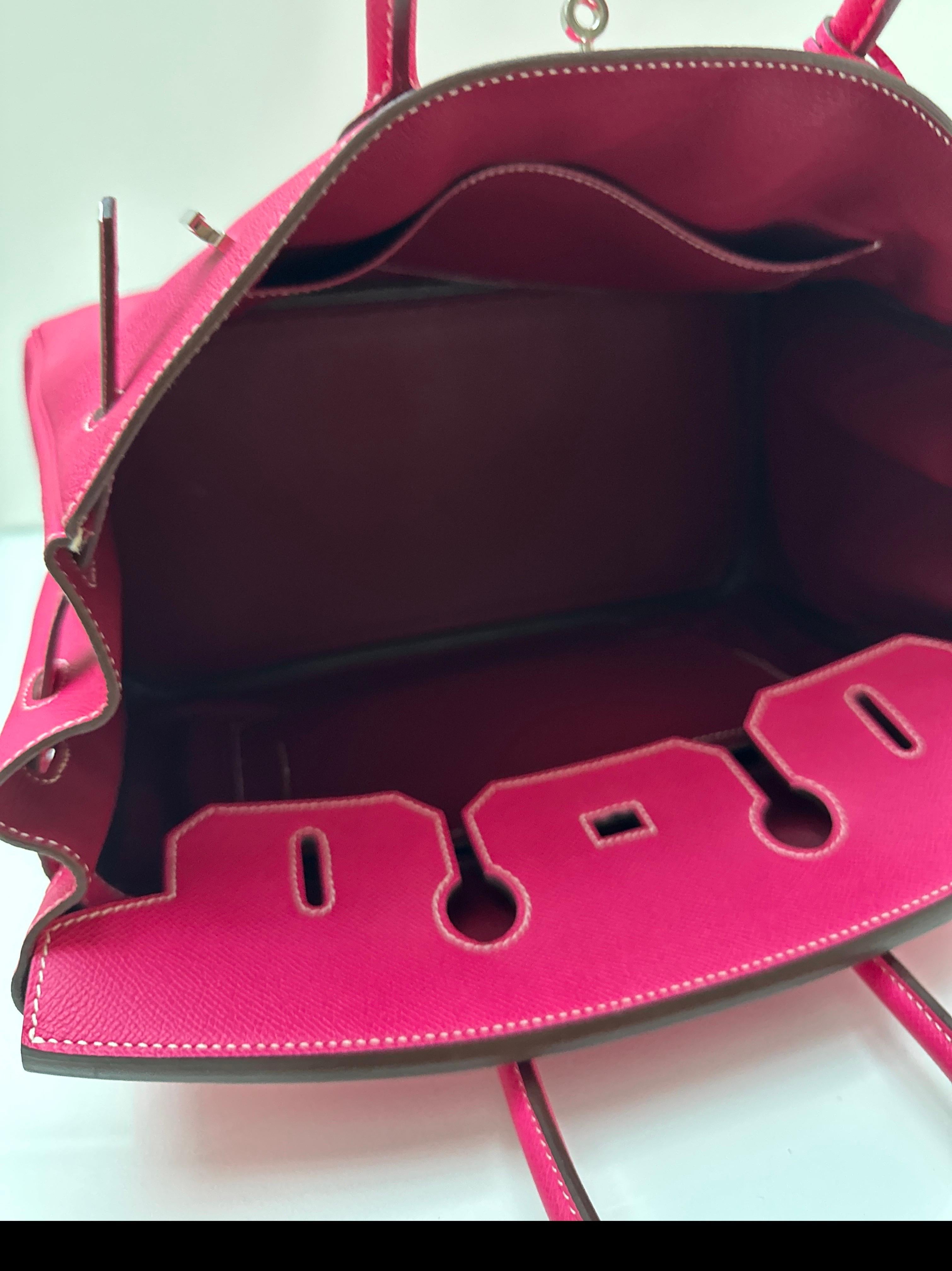Bolso Hermes Rosa Tyrien Birkin 35 en venta 11